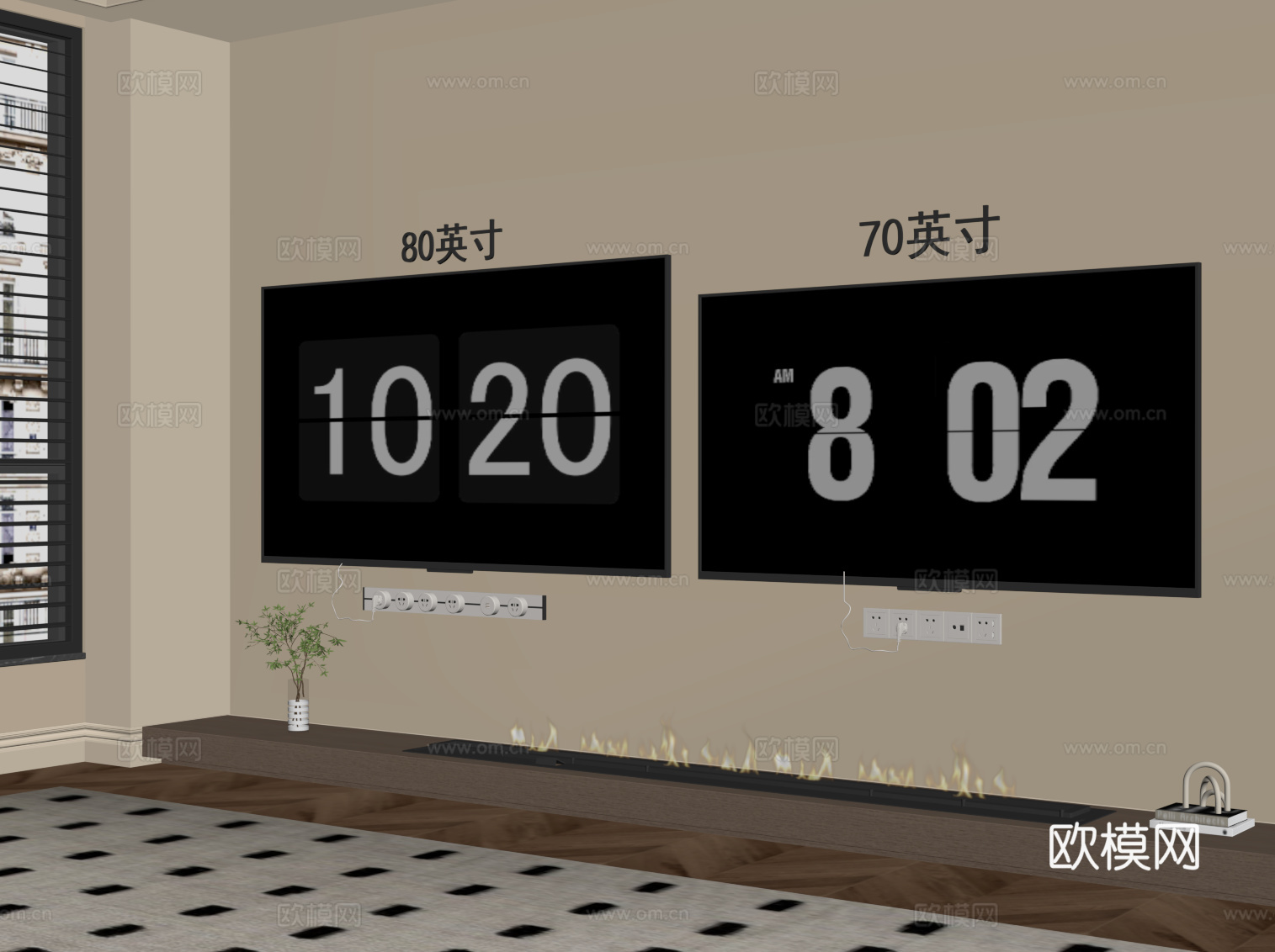 现代壁挂式电视su模型