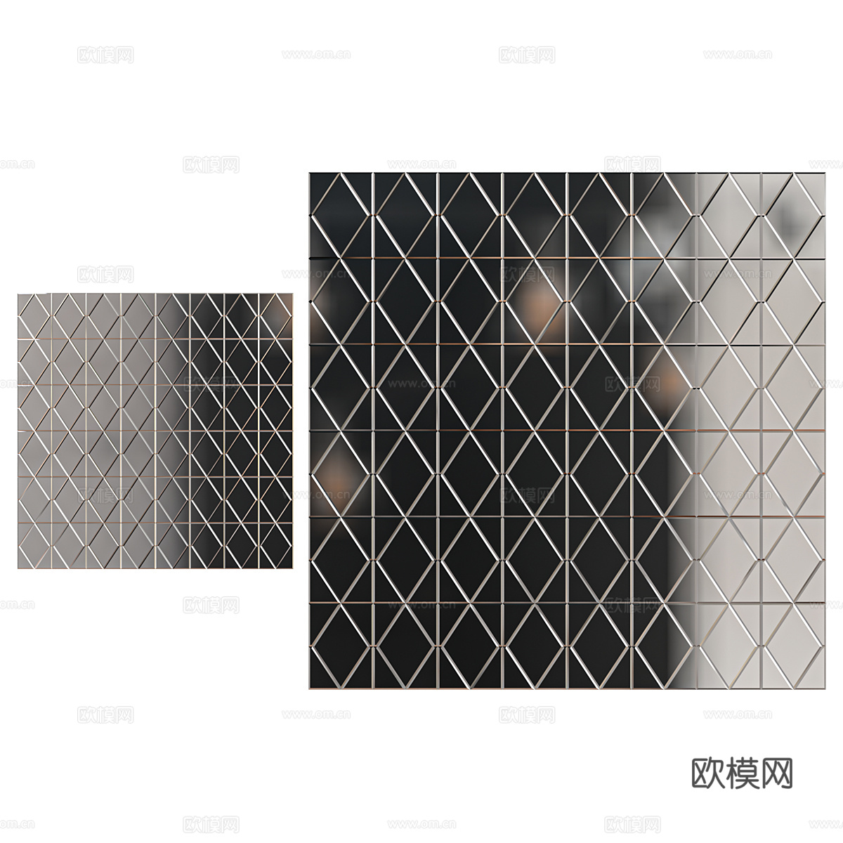 现代意式装饰镜子 棱镜3d模型