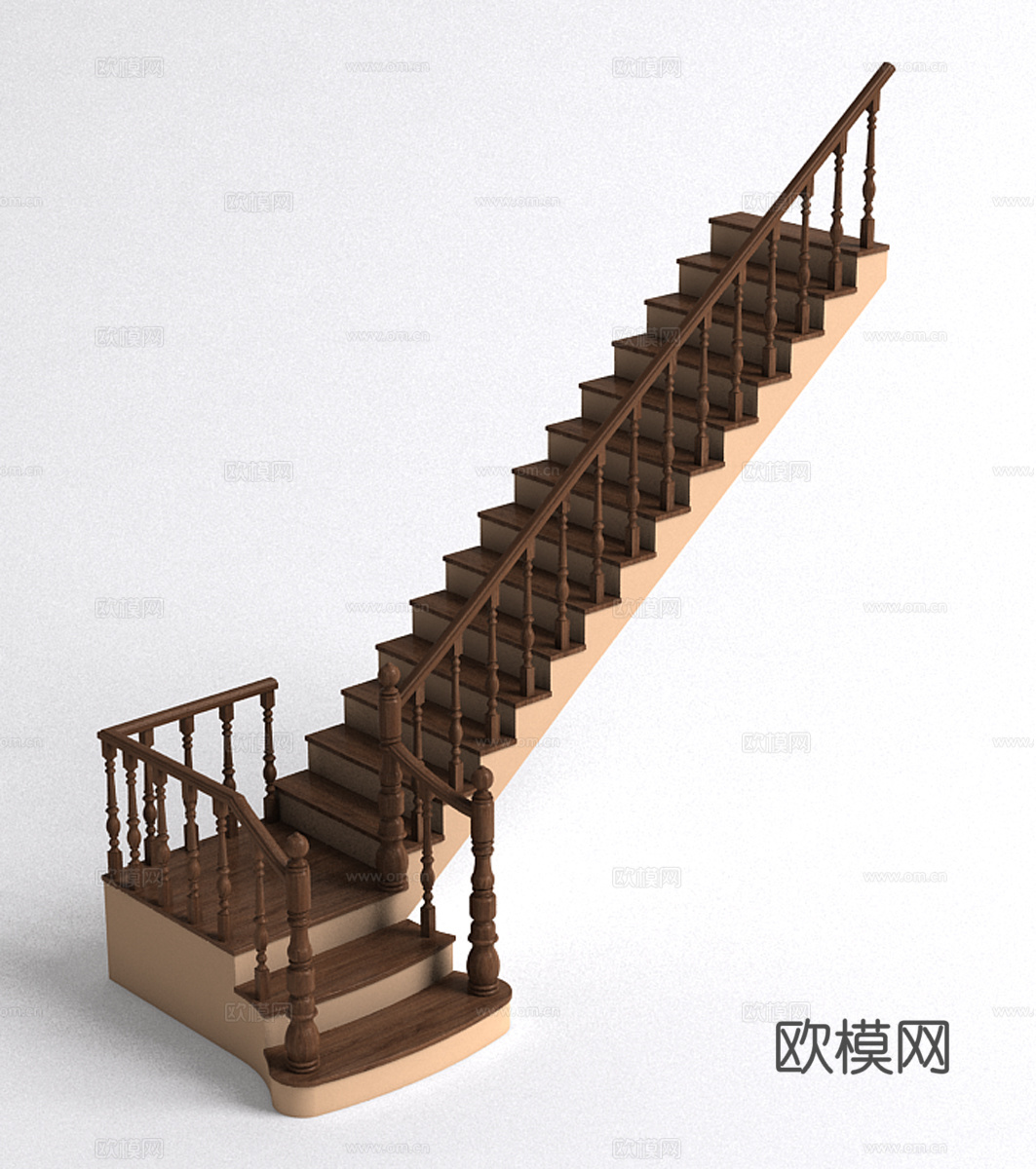 美式楼梯 木楼梯3d模型
