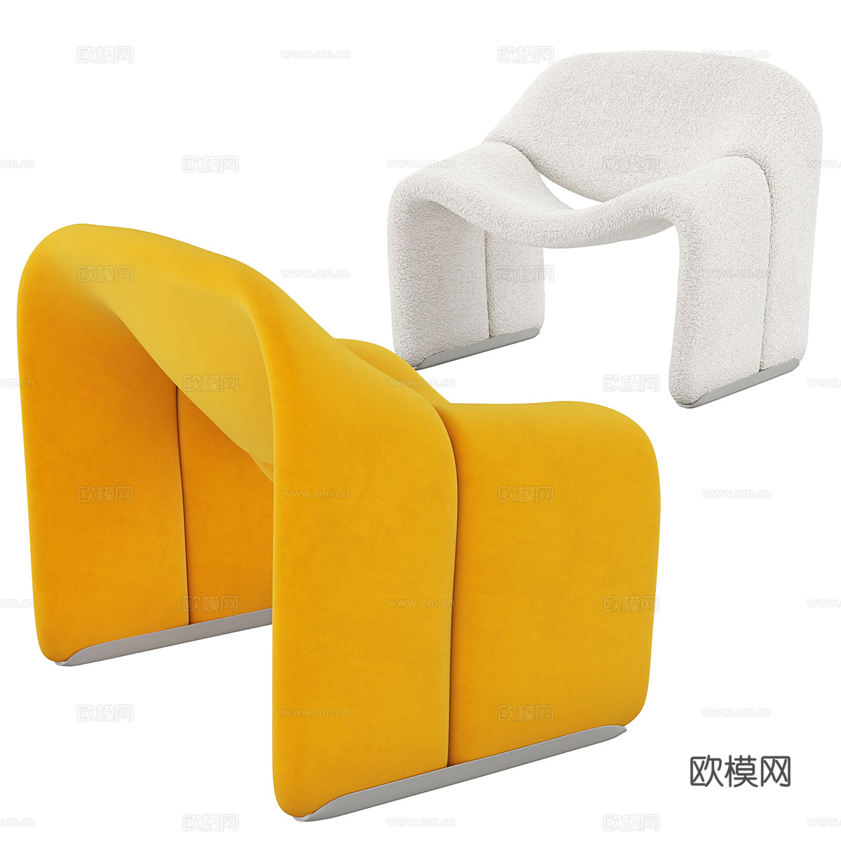 现代意式布艺沙发椅3d模型