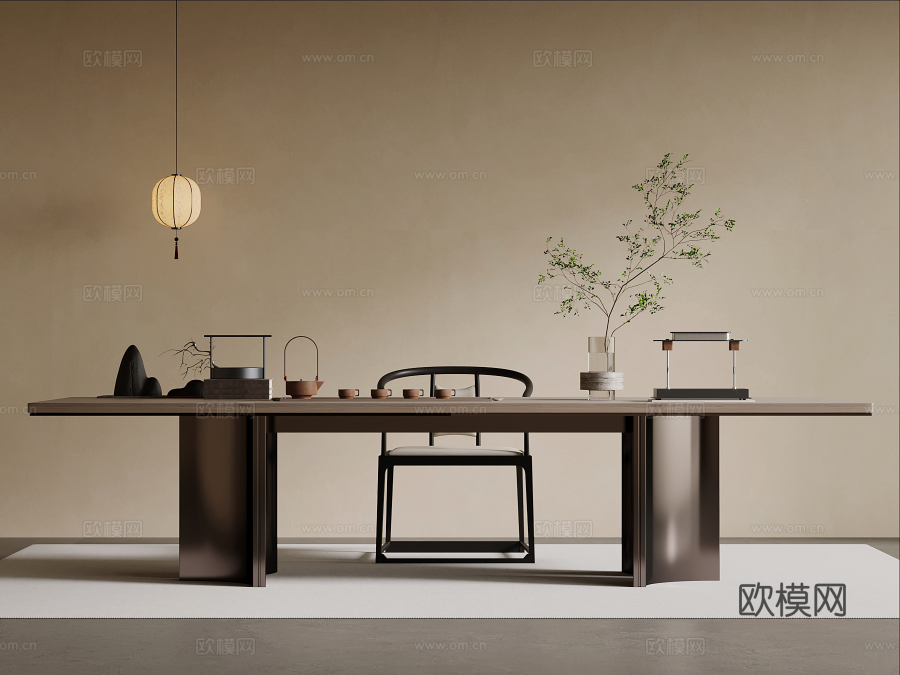 新中式茶桌椅 茶台3d模型