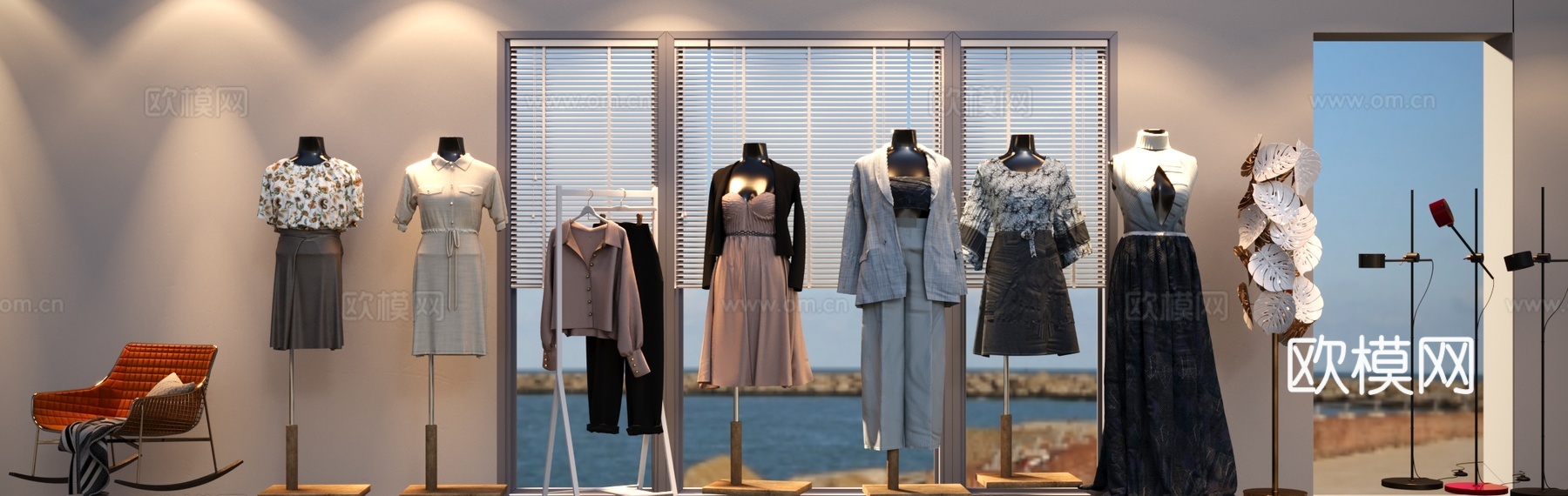 服饰 女装 衣柜 椅子 灯具3d模型