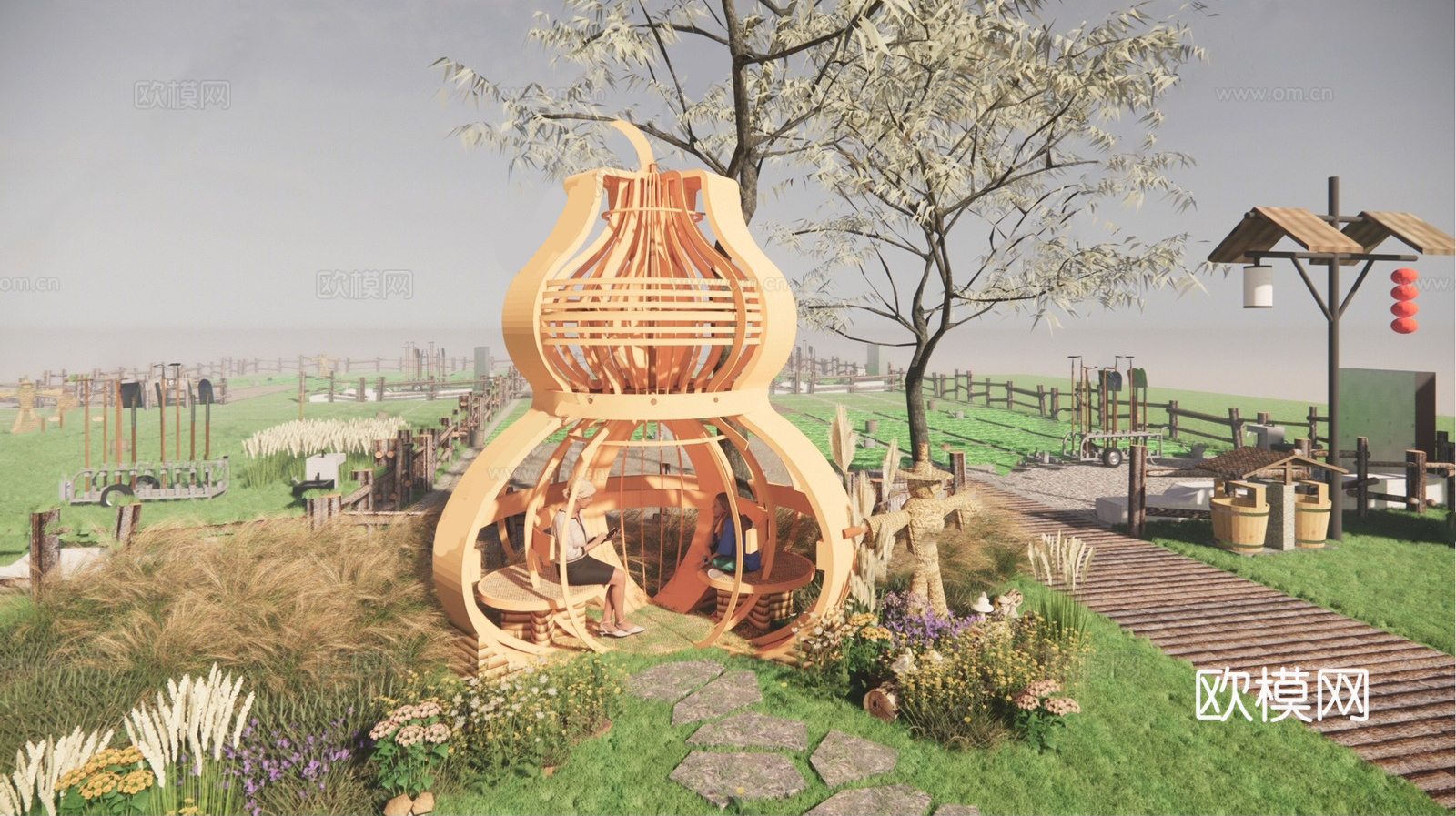 现代雕塑小品  葫芦构建su模型