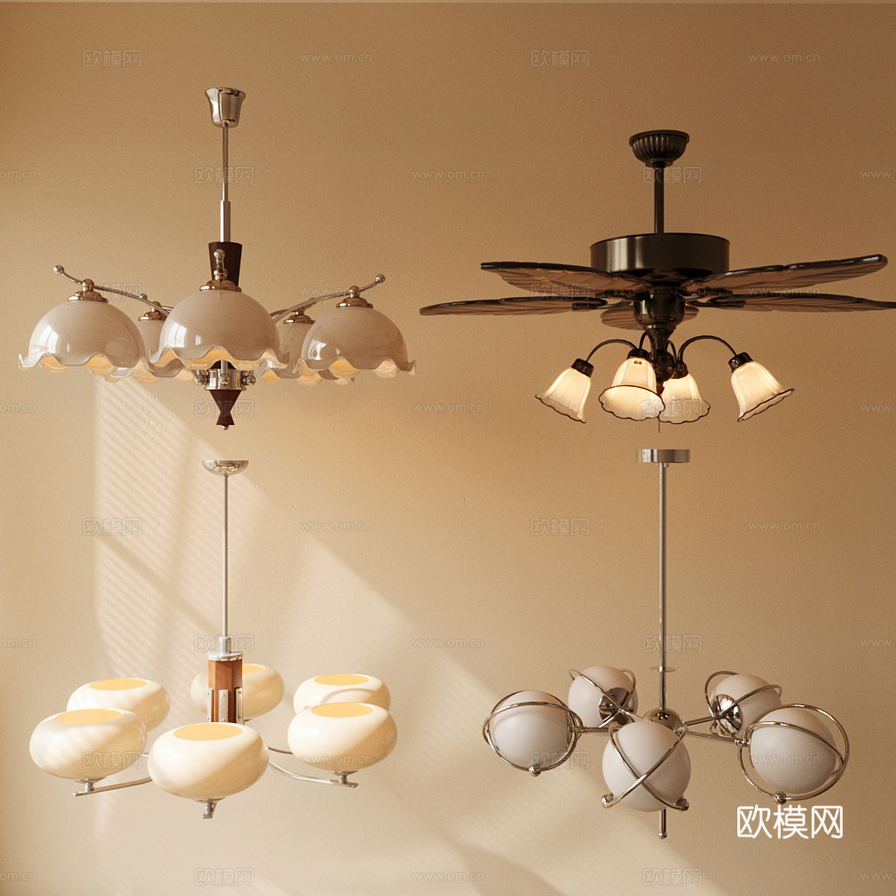 中古吊灯 复古灯饰 法式吊灯3d模型