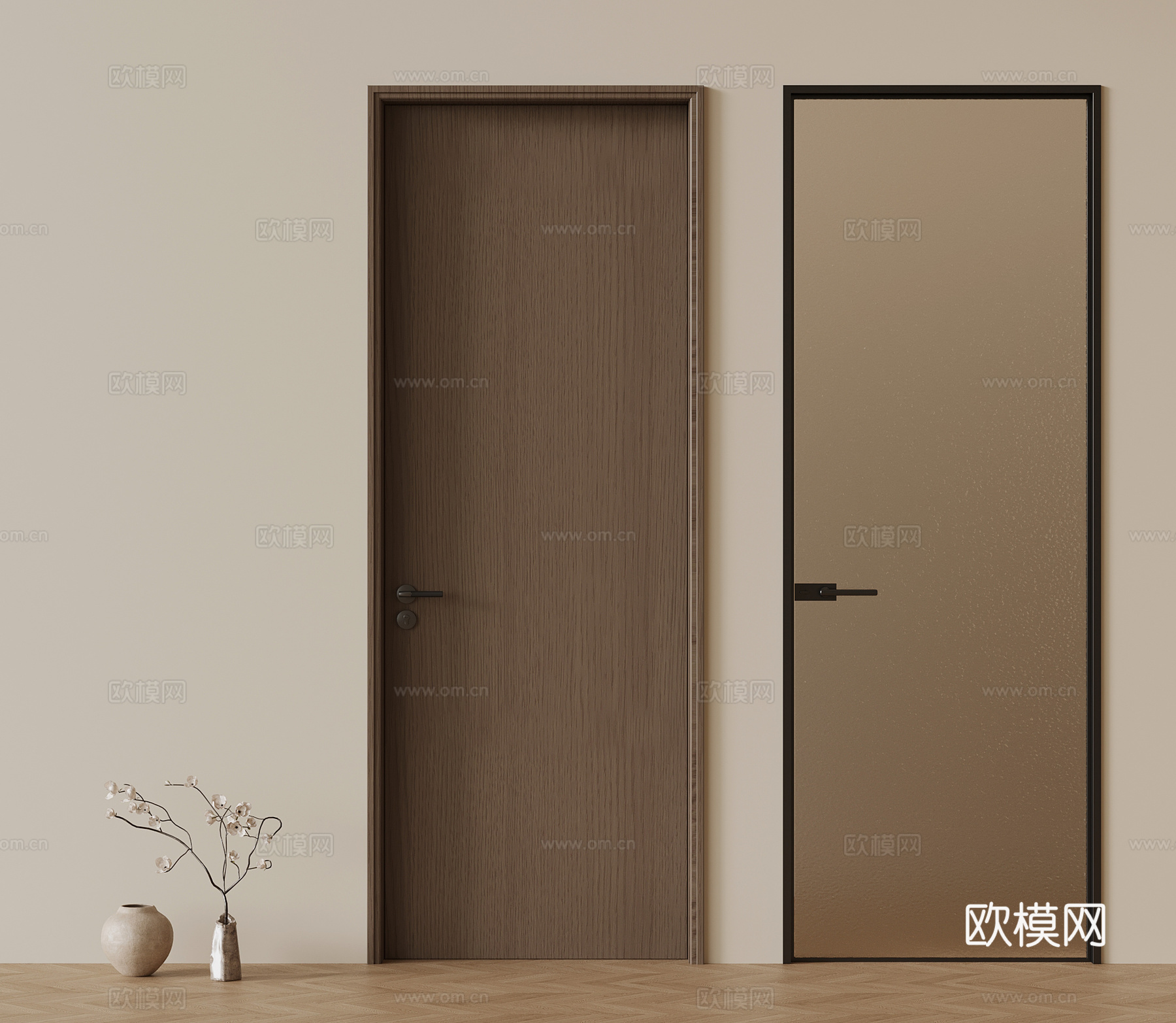 现代单开门 玻璃单开门 厨卫门3d模型