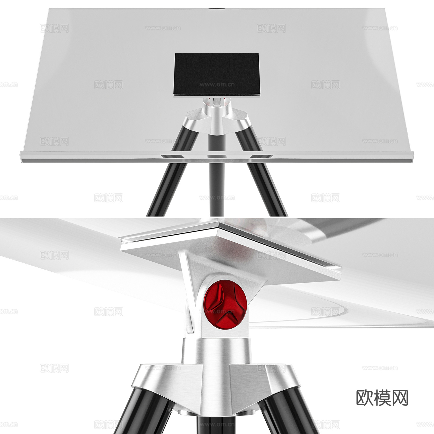 现代极简玻璃三脚架桌子3d模型
