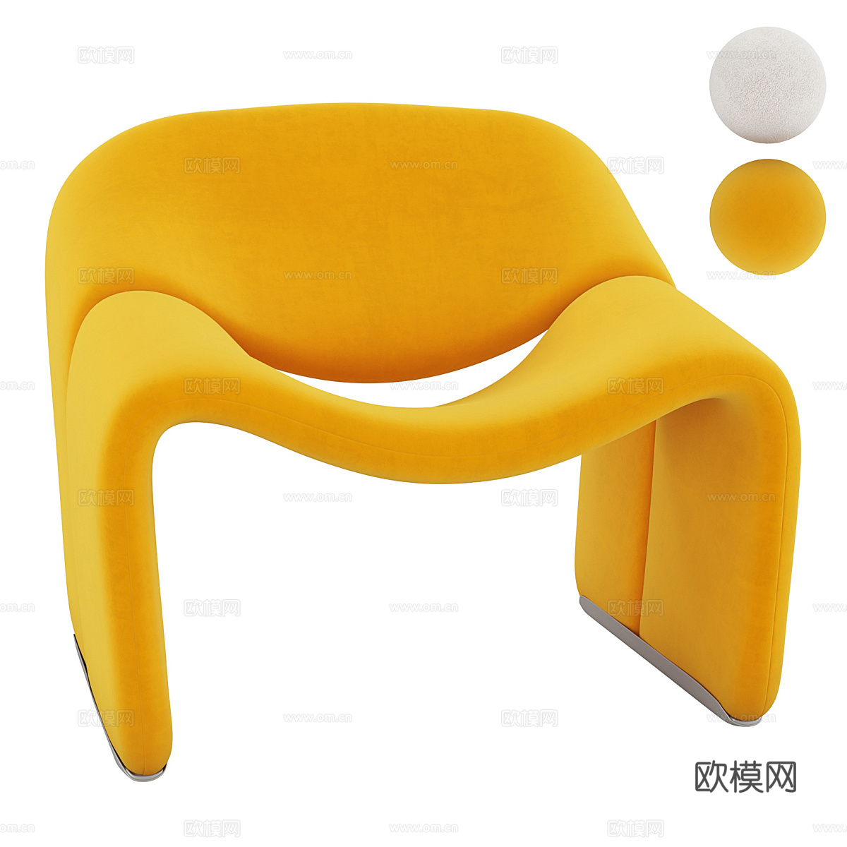 现代意式布艺沙发椅3d模型
