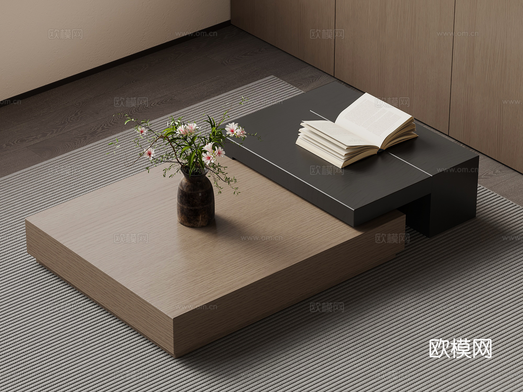 现代意式茶几 花瓶摆件3d模型