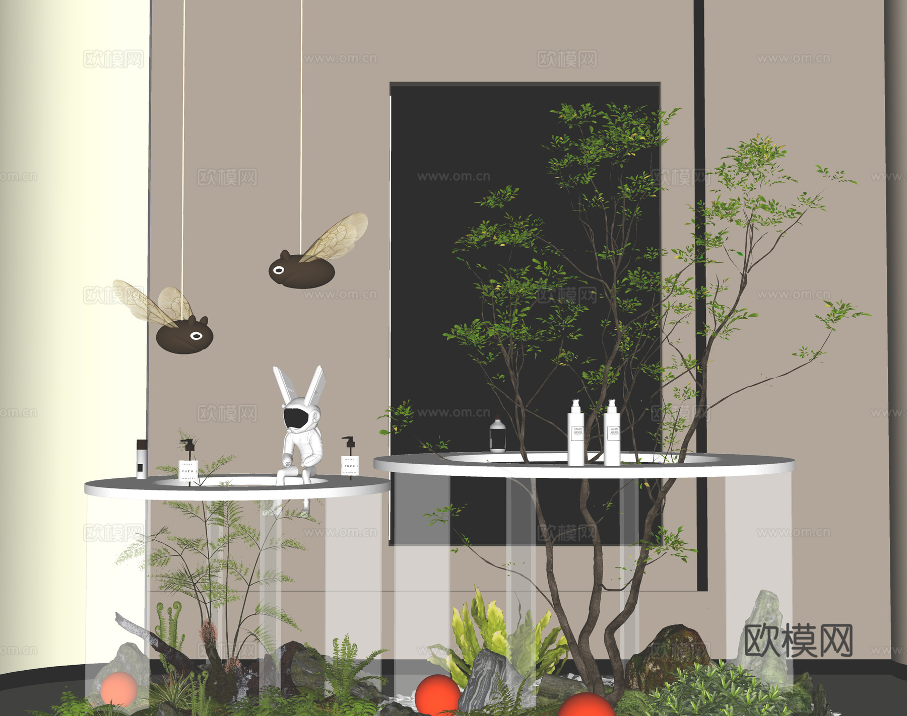 绿植组合 绿植盆栽 室内造景 室内绿植 展览展厅su模型