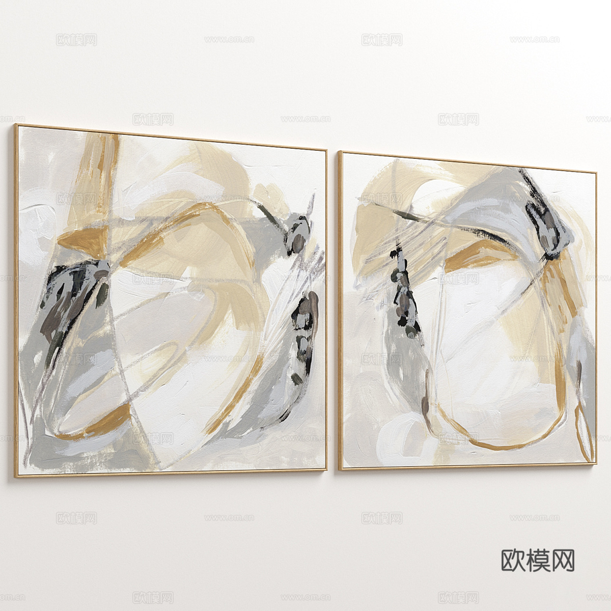 现代意式装饰挂画3d模型