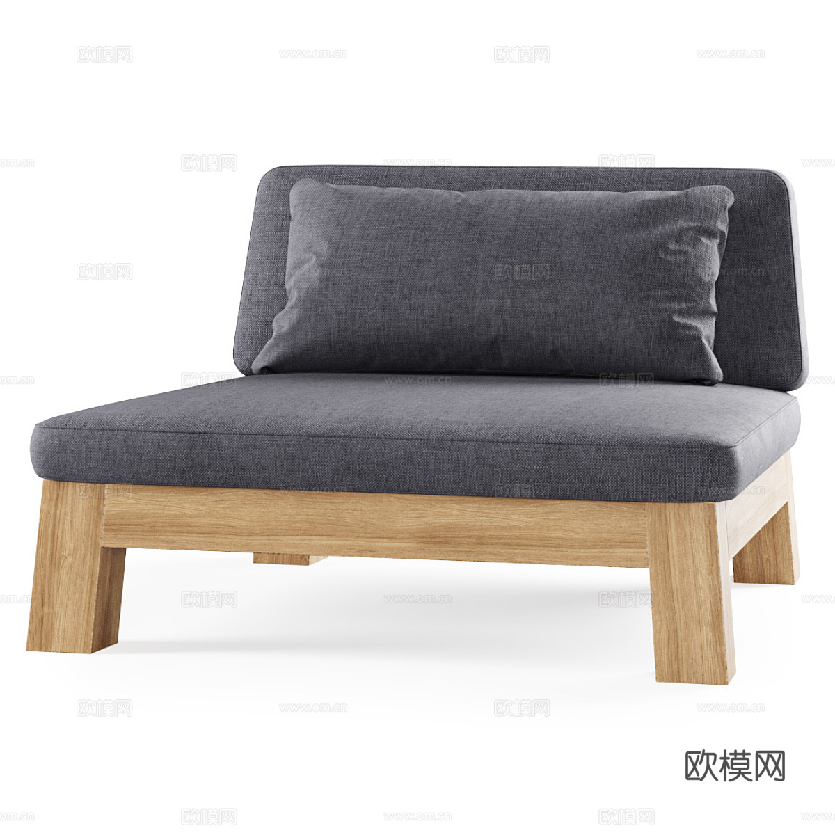 现代意式木质布艺沙发椅3d模型