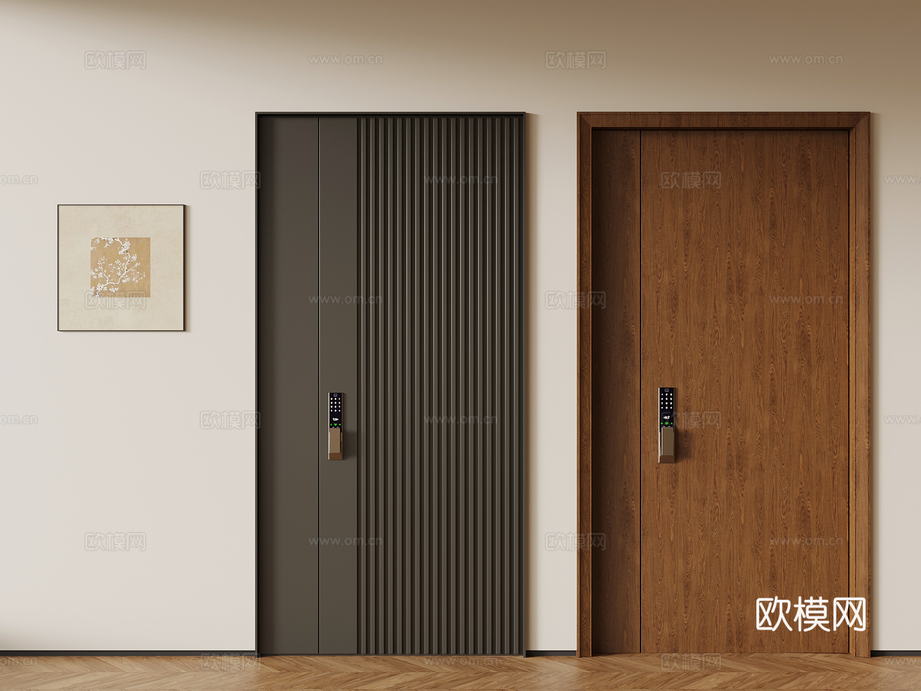 法式中古风字母门 入户门su模型