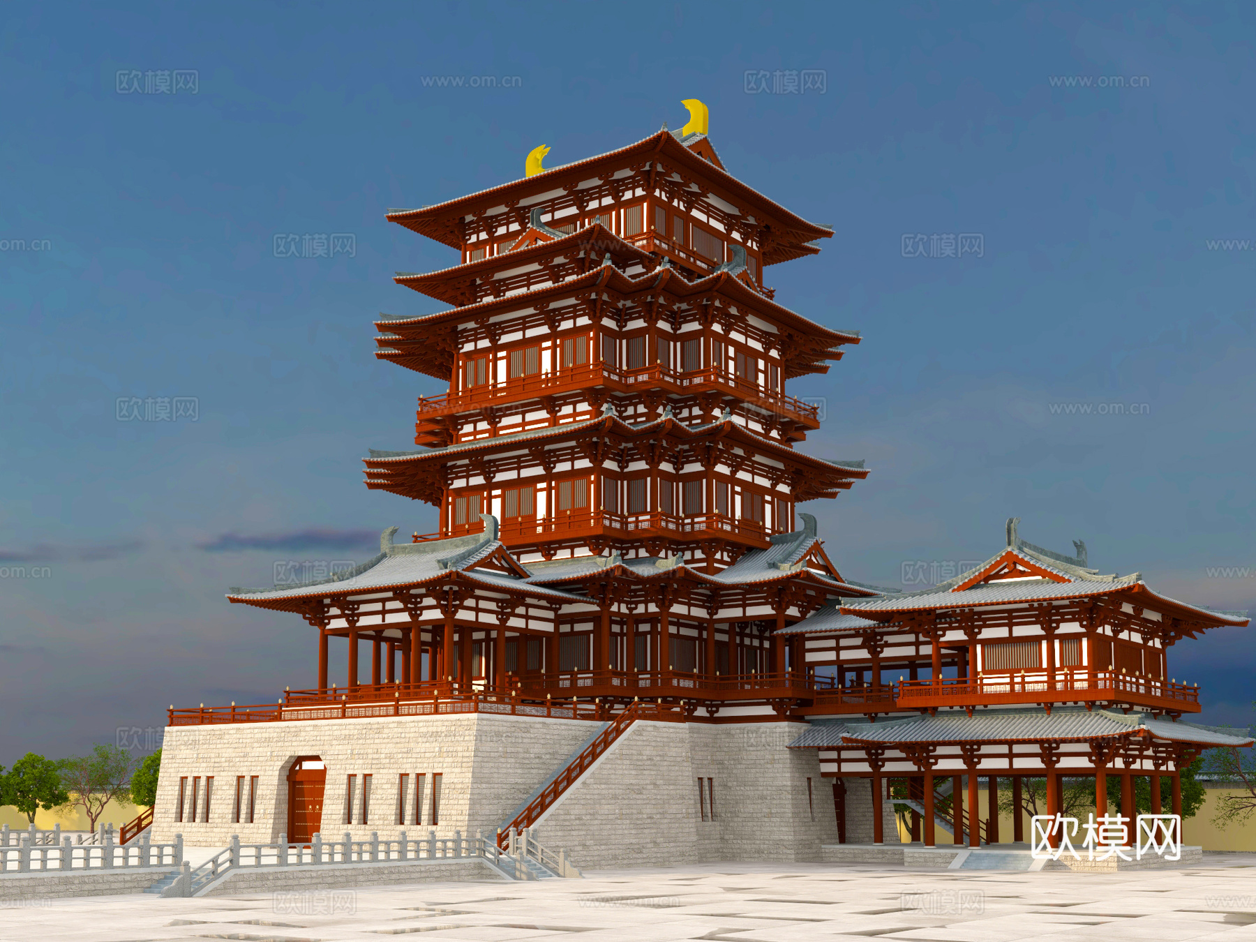 古建 中式建筑 阁 塔 斗拱3d模型