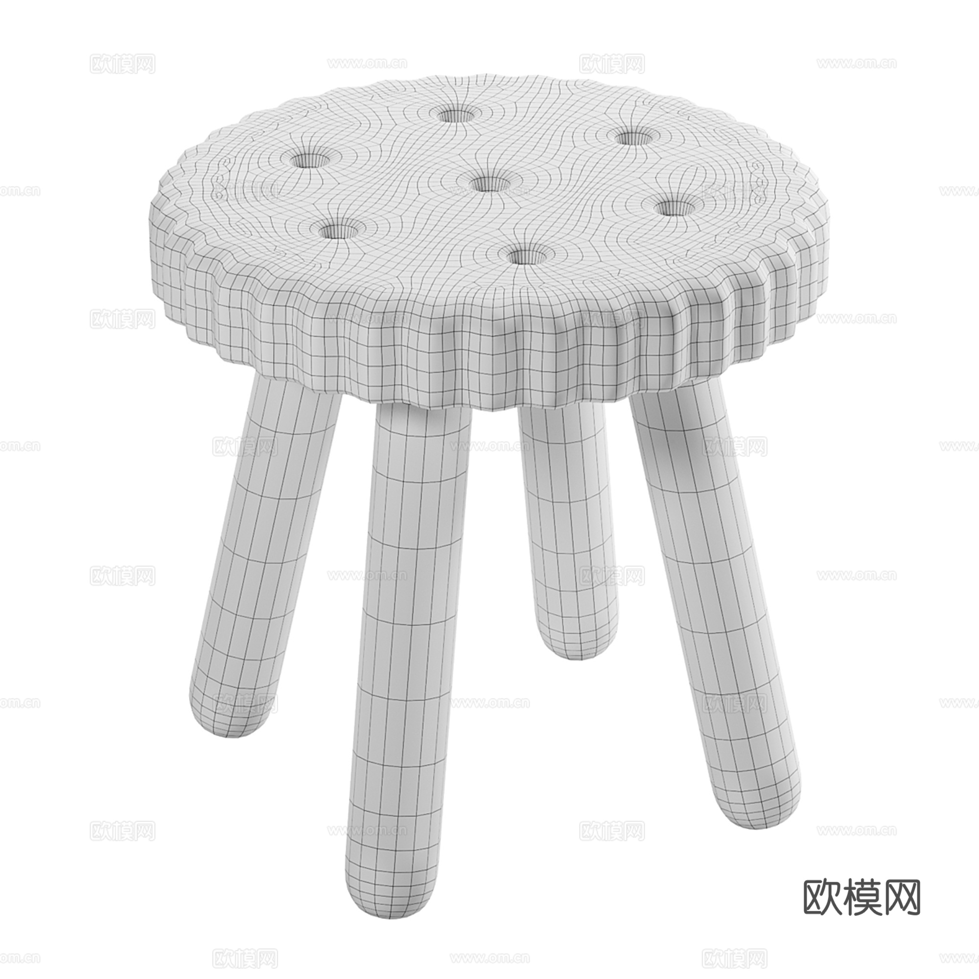 侘寂风沙发凳 圆凳 小凳子3d模型