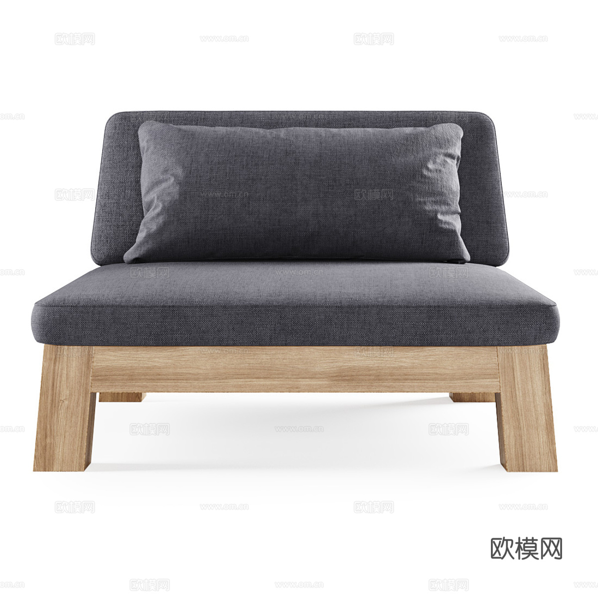现代意式木质布艺沙发椅3d模型