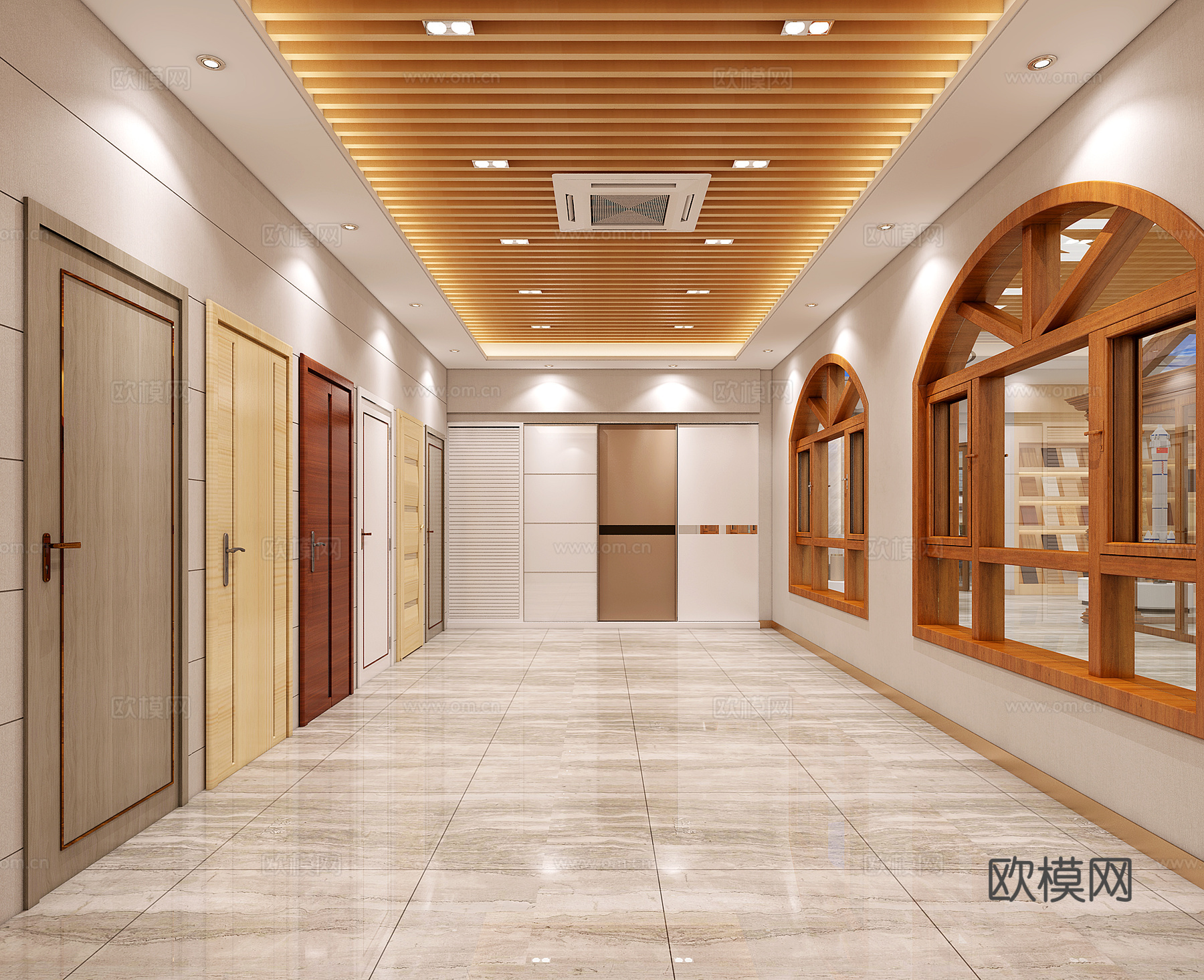 现代高端门窗展厅阳光房 前台 顶饰3d模型
