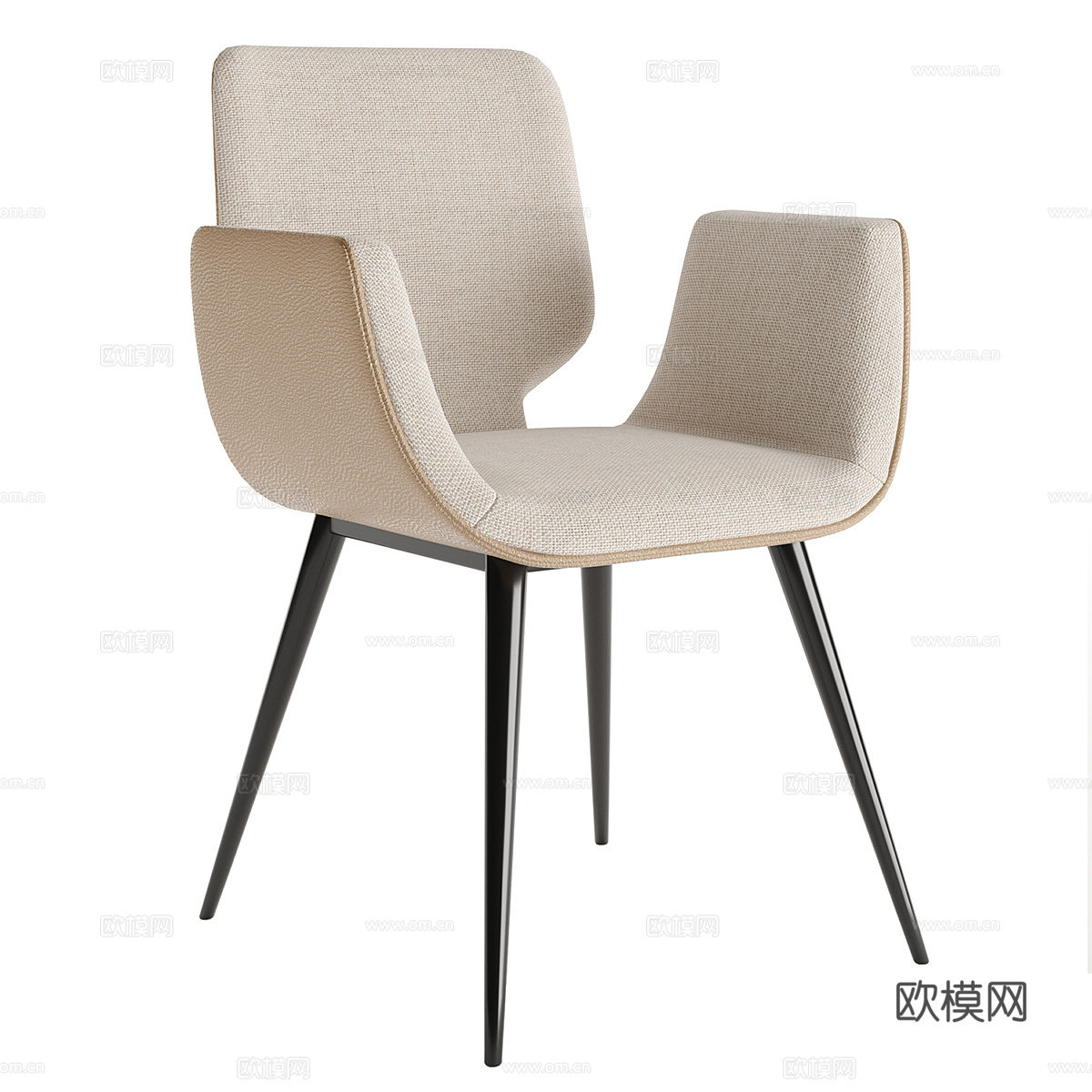 现代意式布艺皮革单椅3d模型