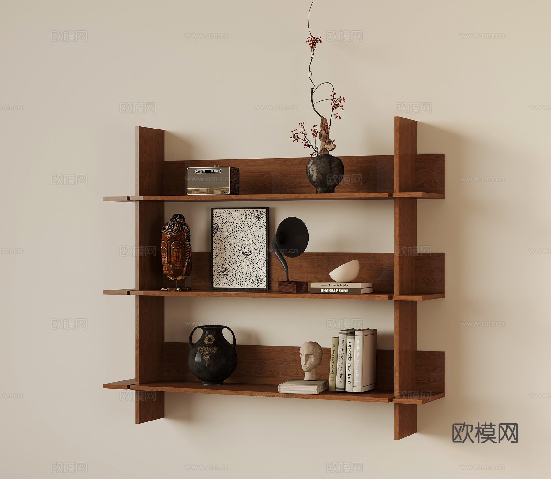 中古风置物架 摆件装饰su模型