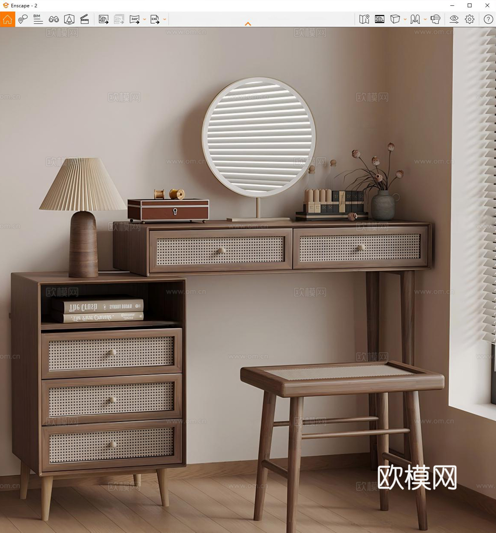 中古风梳妆台su模型