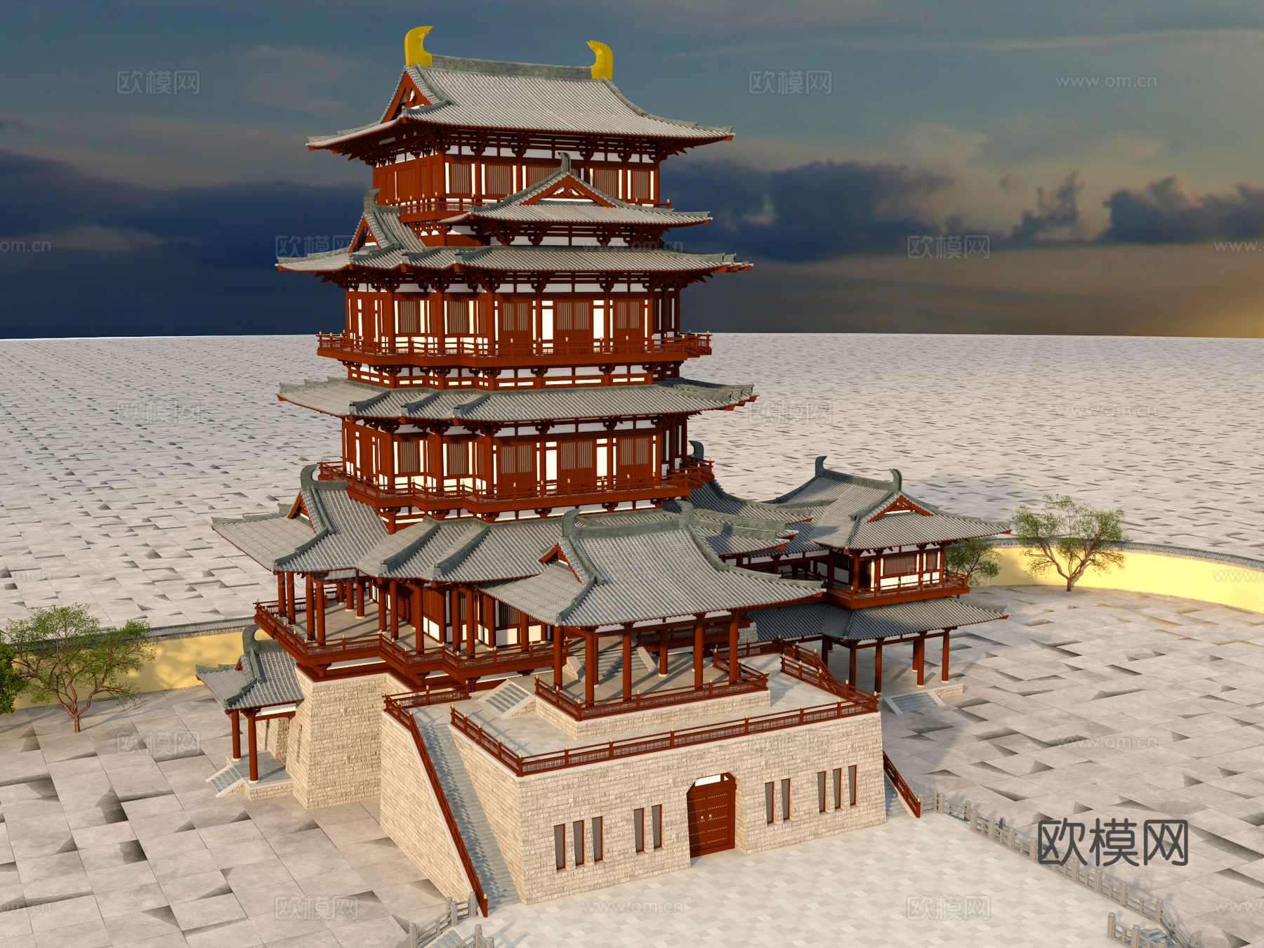 古建 中式建筑 阁 塔 斗拱3d模型