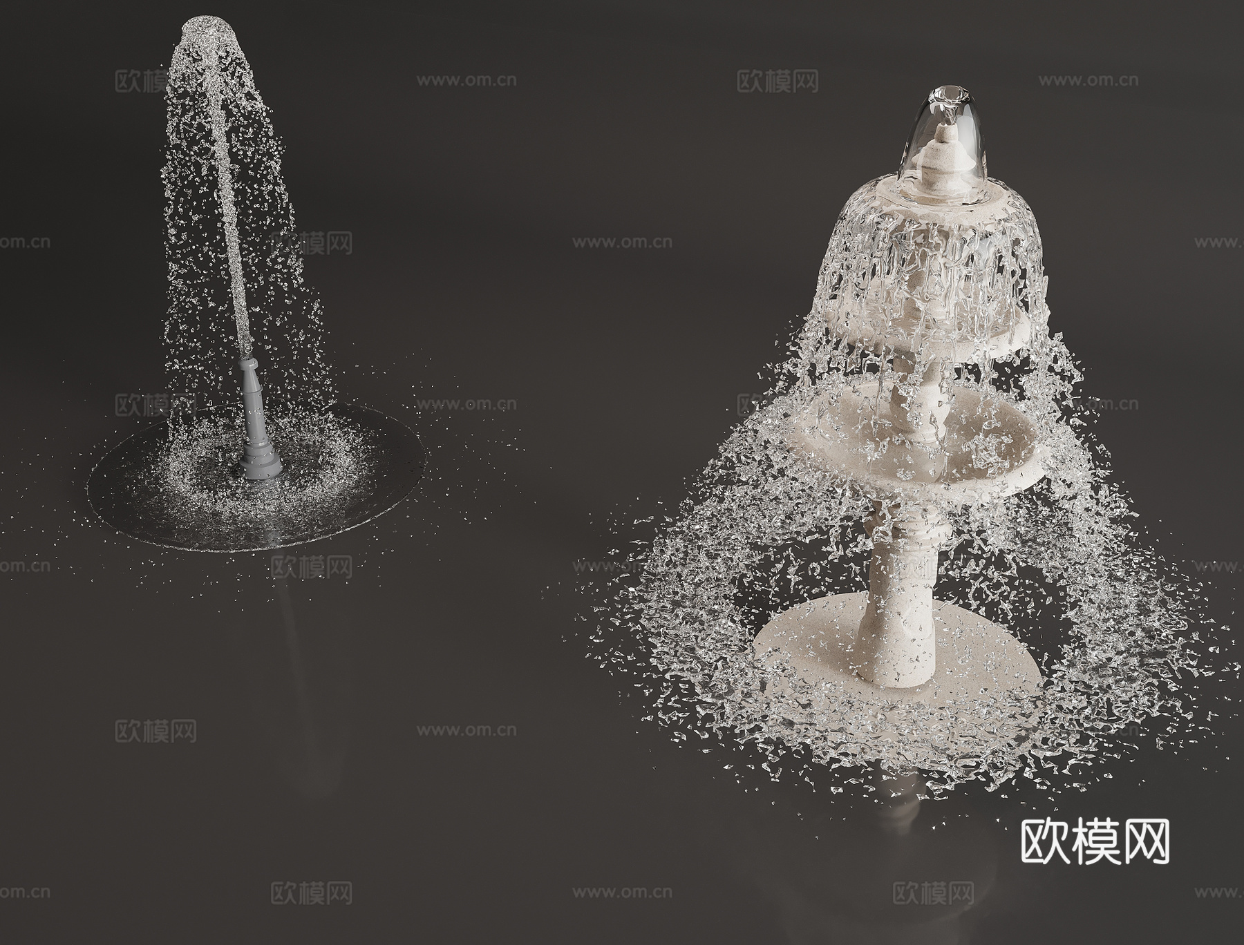 现代喷泉水景3d模型
