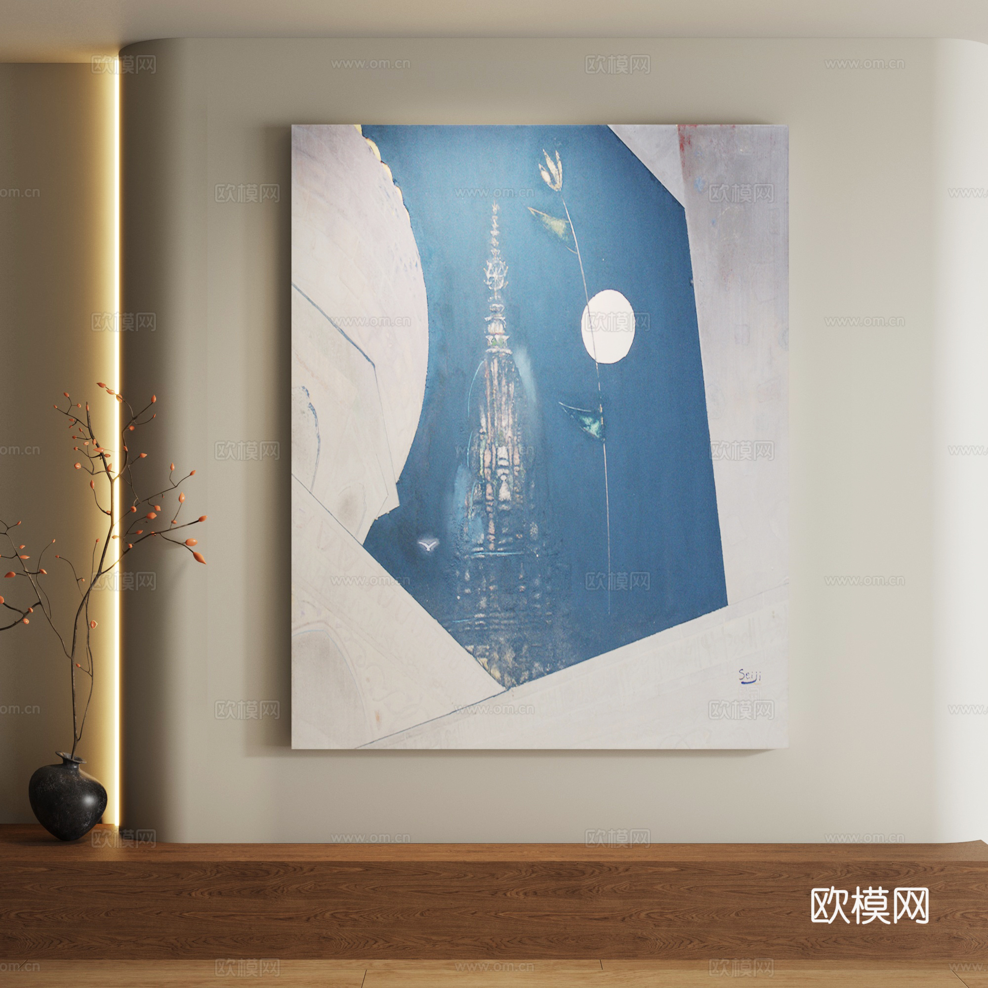现代抽象装饰画3d模型