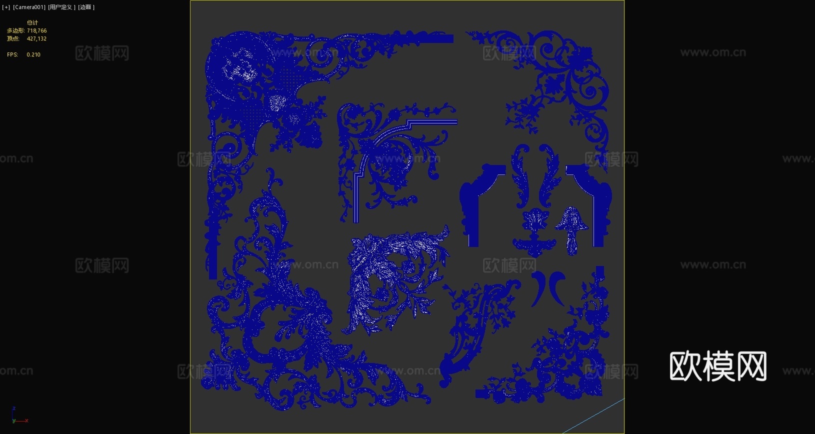 简欧角花欧式雕花石膏雕花欧式线条装饰雕花3d模型3d模型