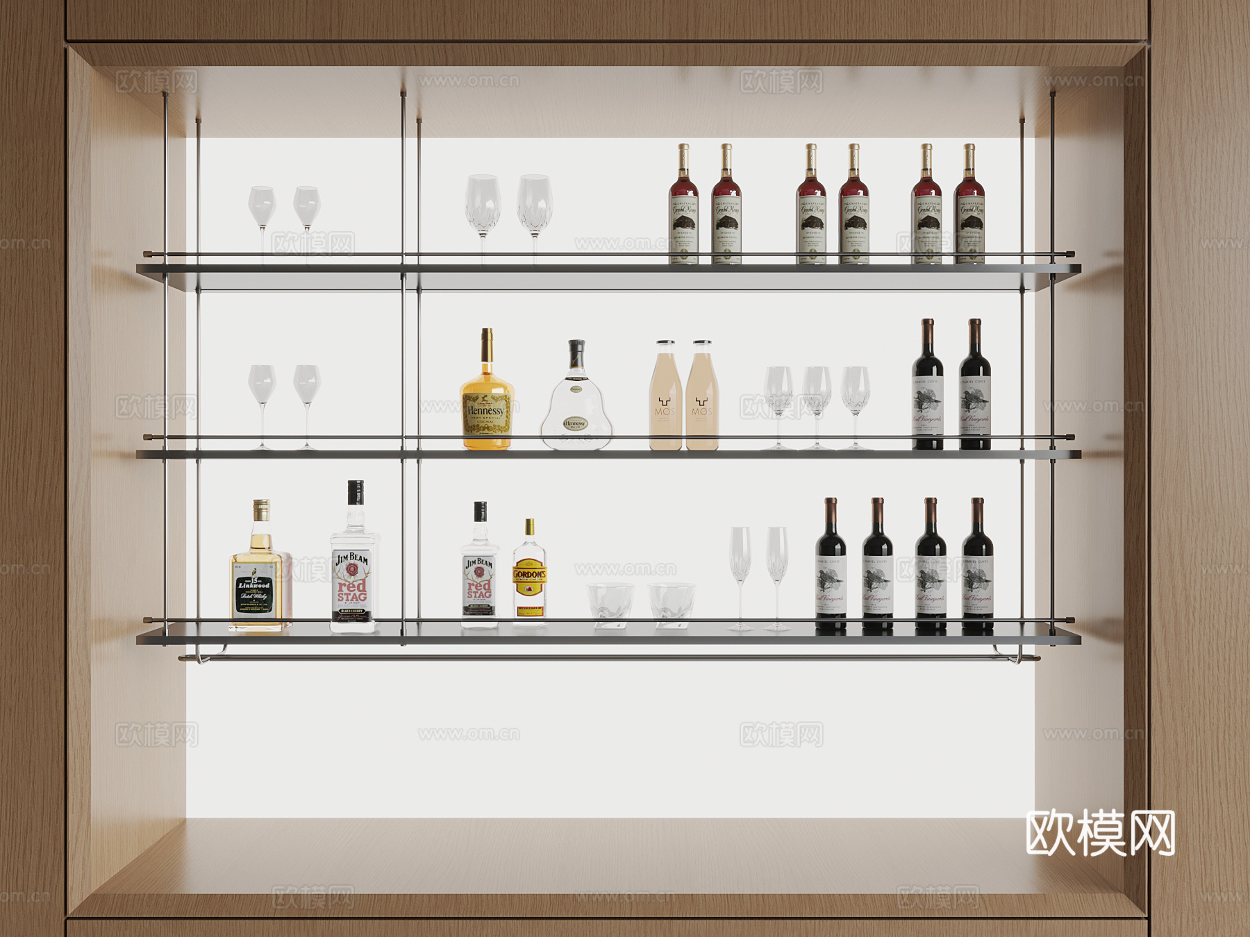 现代酒架3d模型下载