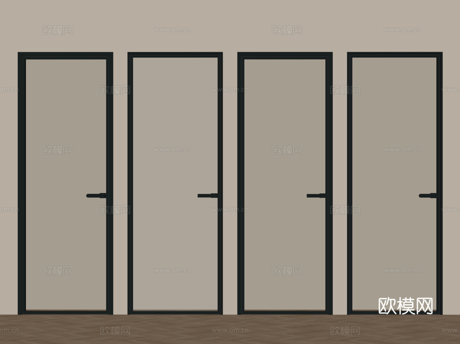 现代单开门 玻璃单开门 厨卫门su模型