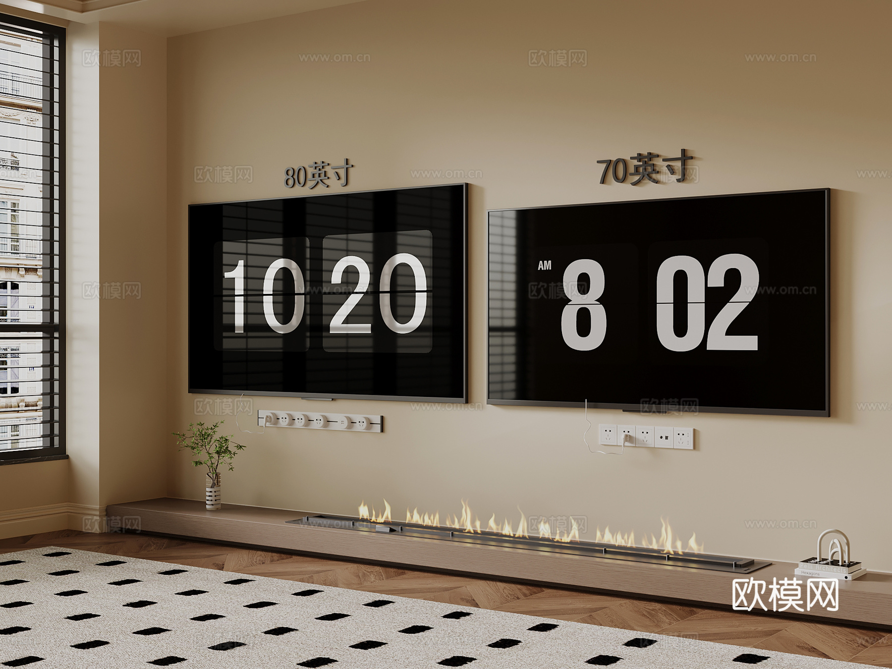 现代壁挂式电视su模型