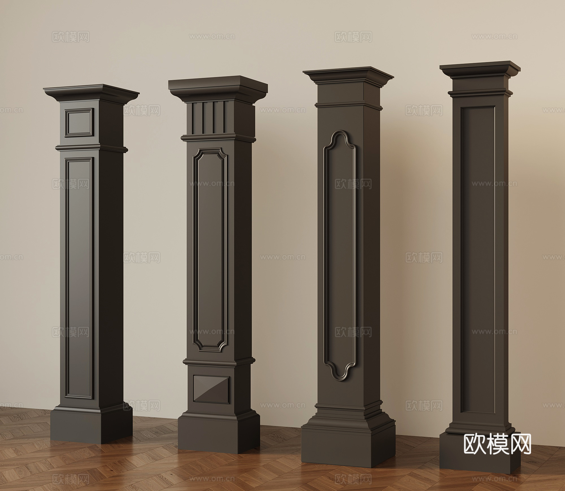欧式罗马柱 雕花柱3d模型