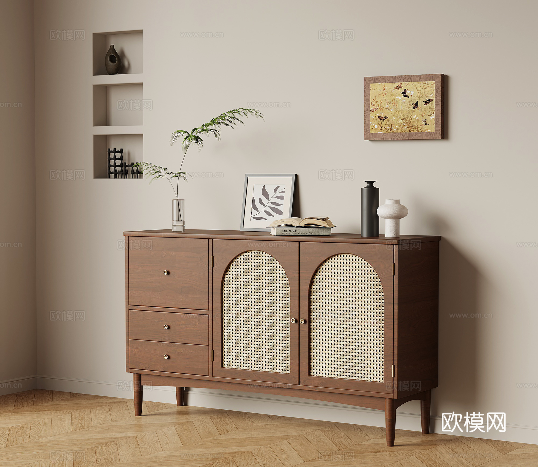 法式复古玄关柜 边柜3d模型