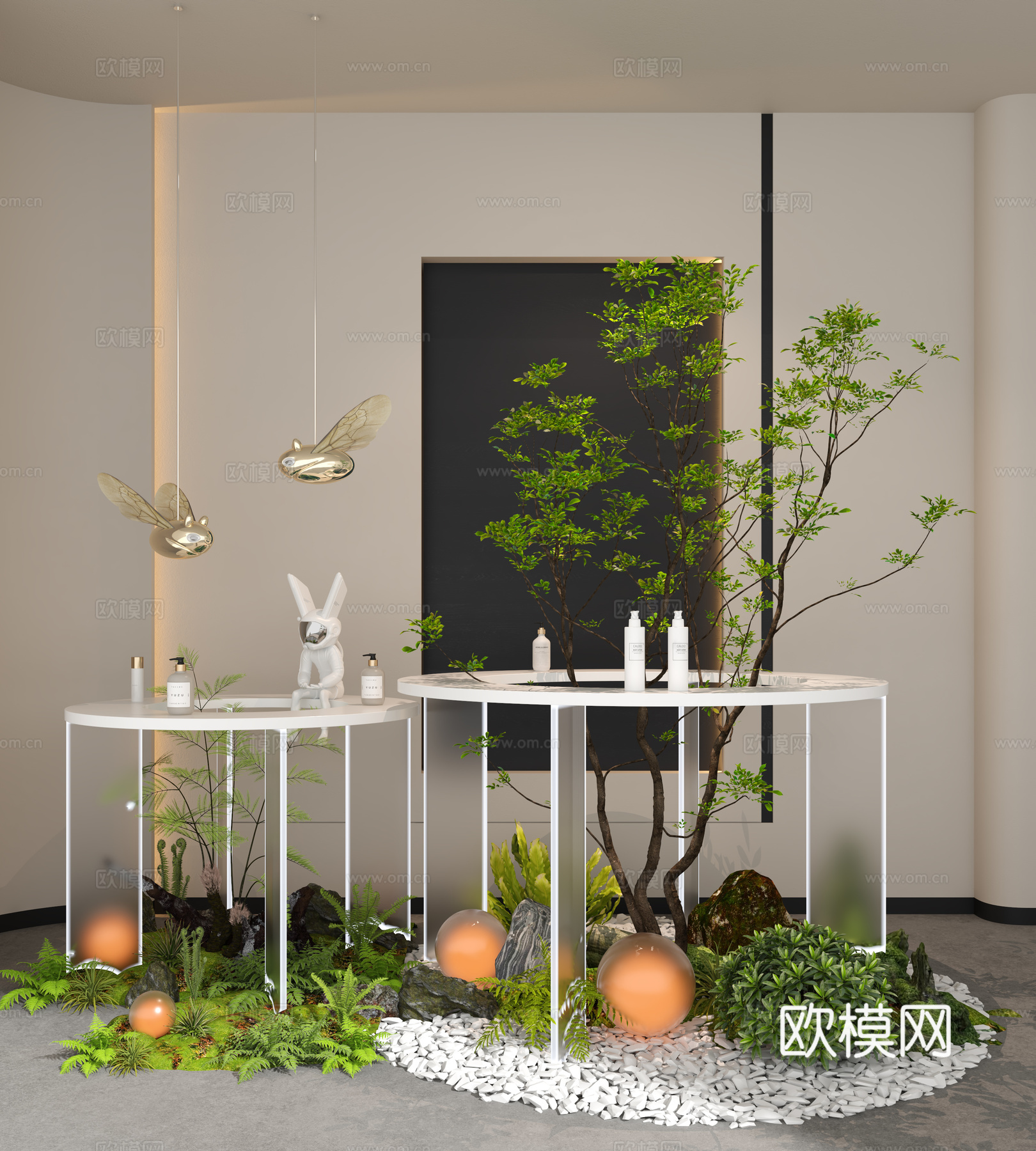 绿植组合 绿植盆栽 室内造景 室内绿植 展览展厅su模型