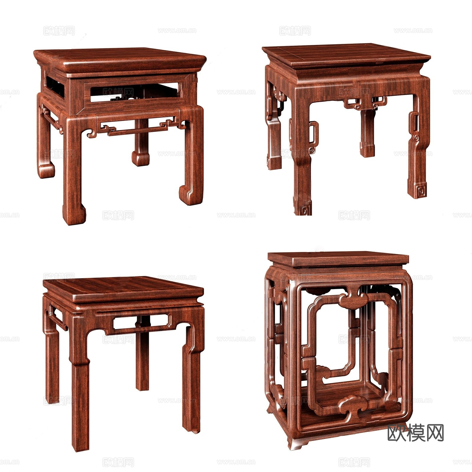 中式换鞋凳 矮凳su模型