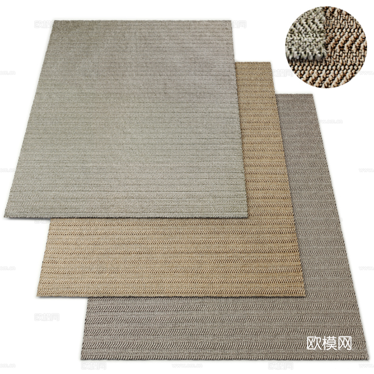 新中式藤编布艺地毯3d模型