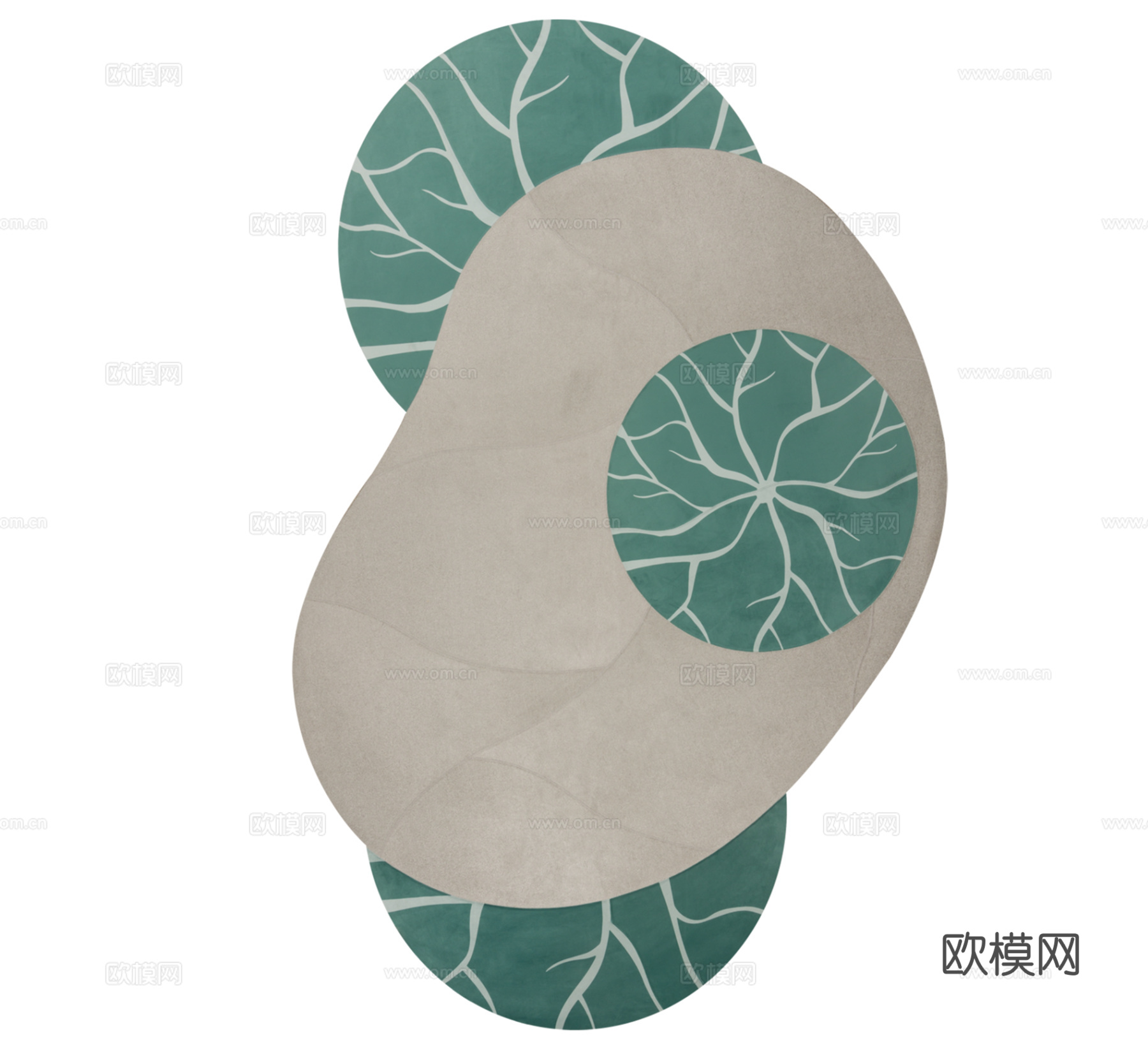 北欧现代简约不规则形地毯客厅沙发茶几地垫房间卧室床边毯su模型