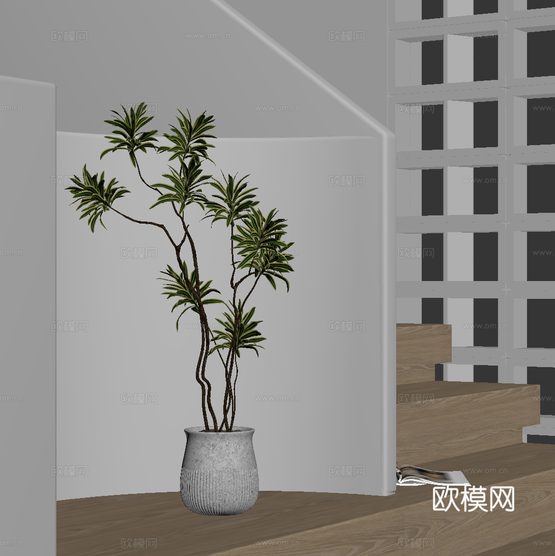 中古风绿植盆栽su模型