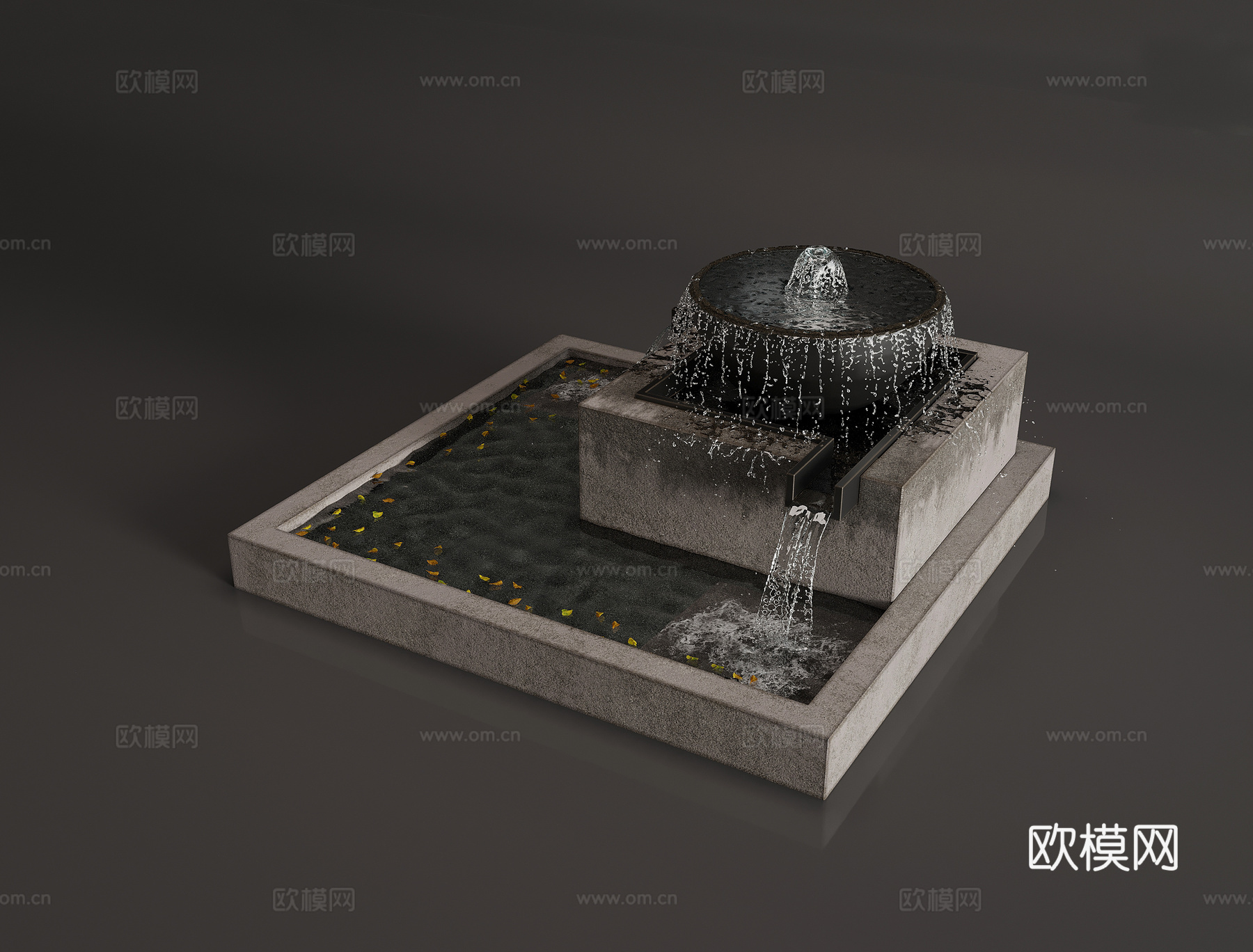 现代喷泉水景3d模型