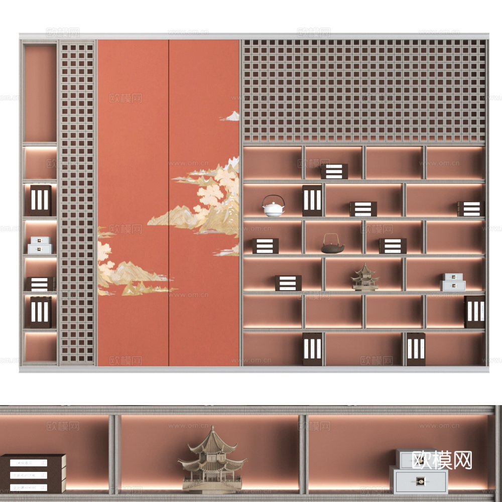 装饰柜 现代壁柜 现代书柜 置物柜 储物柜3d模型