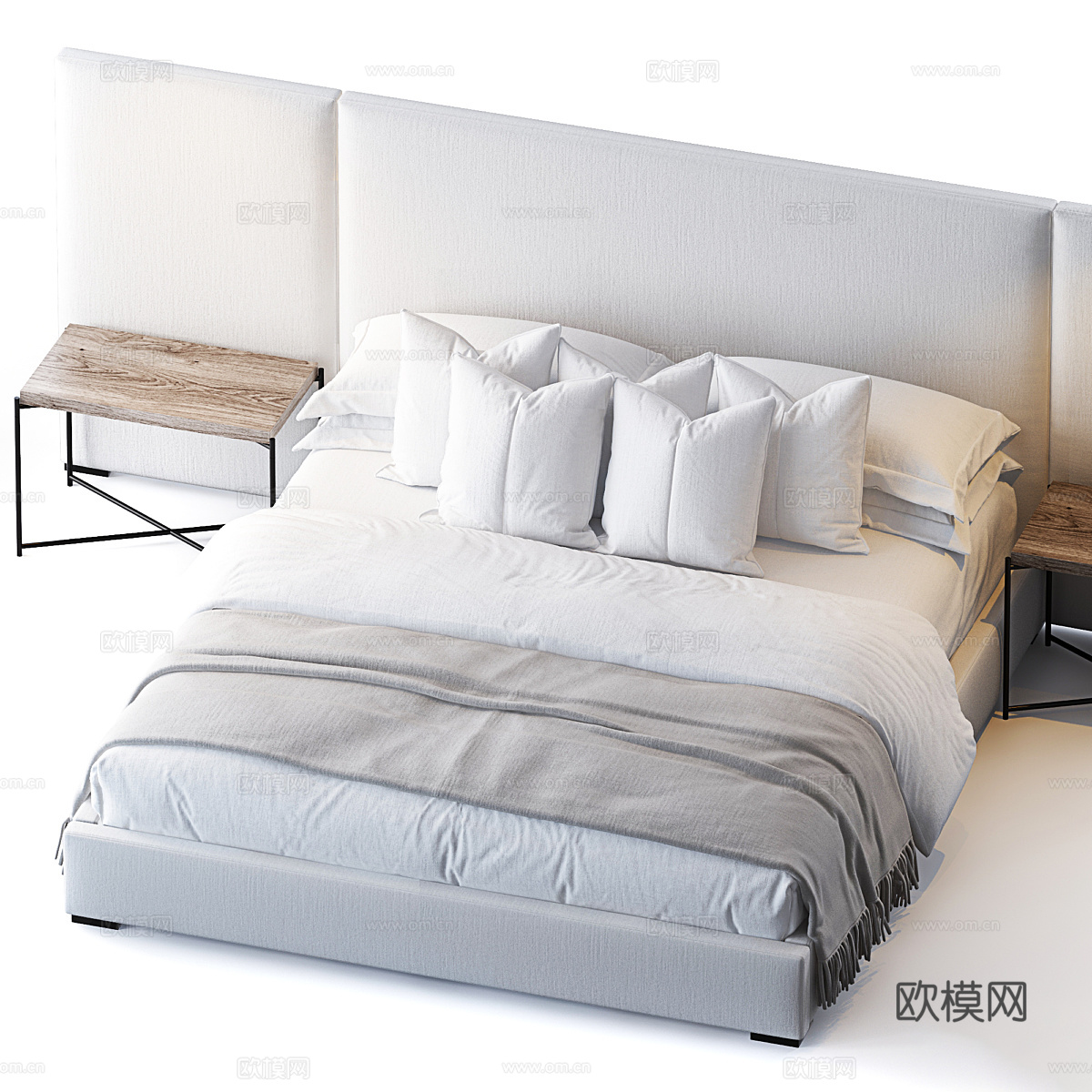 现代布艺双人床3d模型