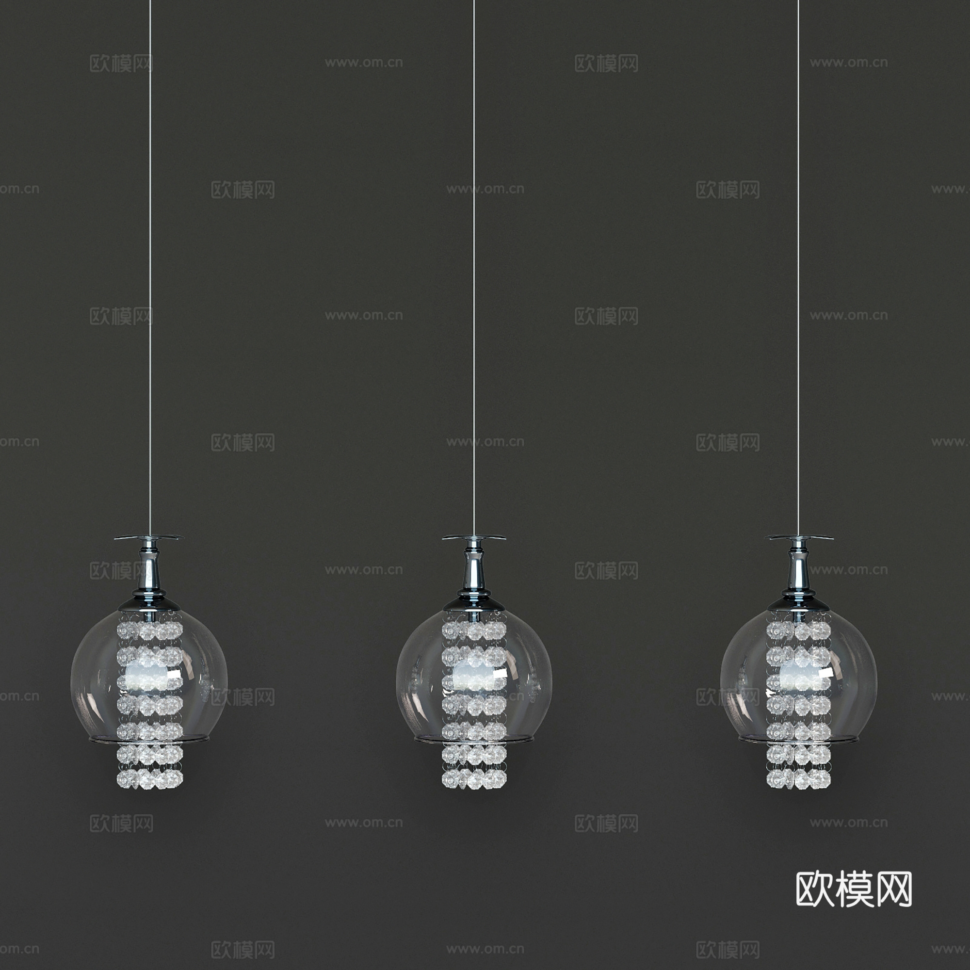 简欧吊灯 玻璃吊灯  创意小吊灯组合su模型