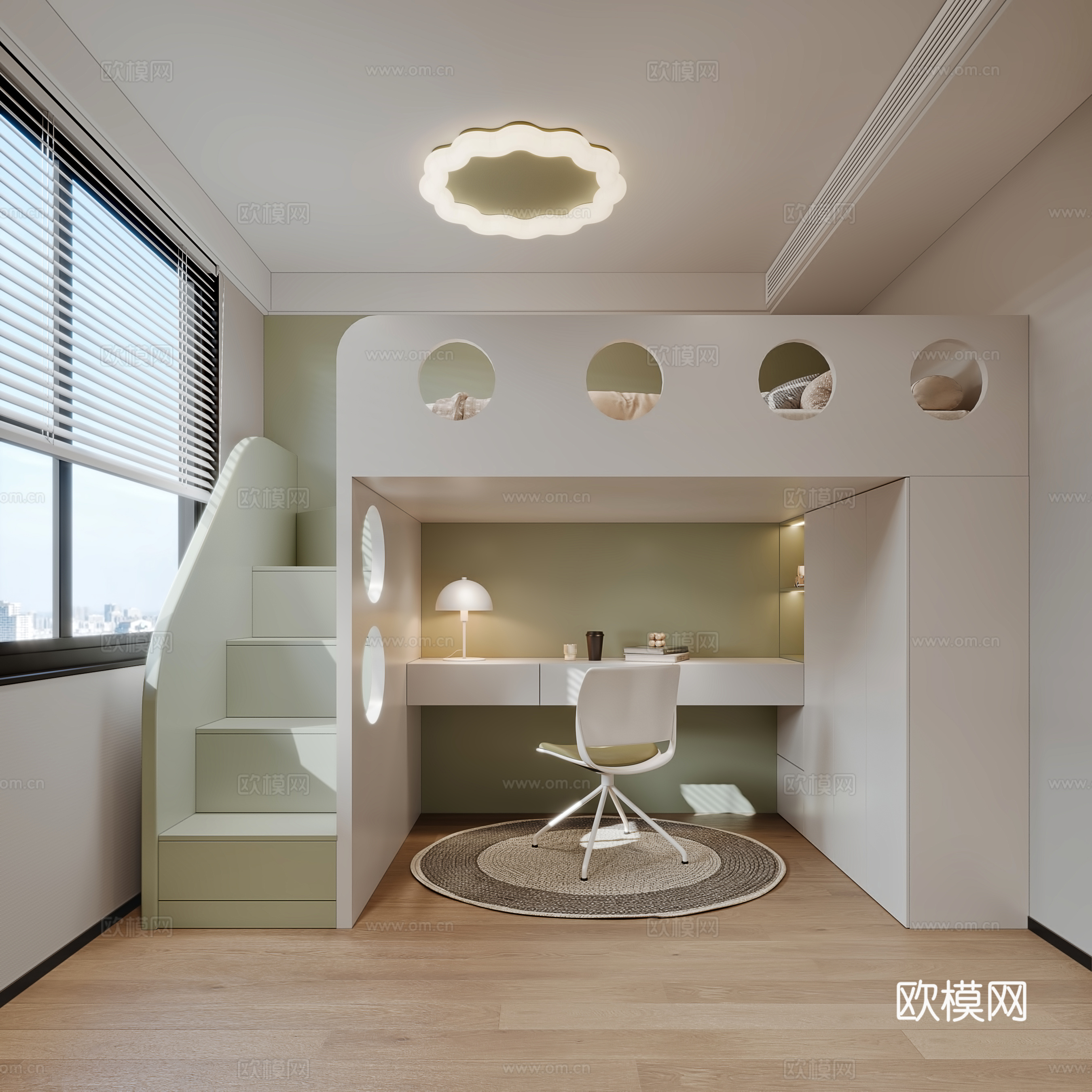现代儿童房卧室3d模型