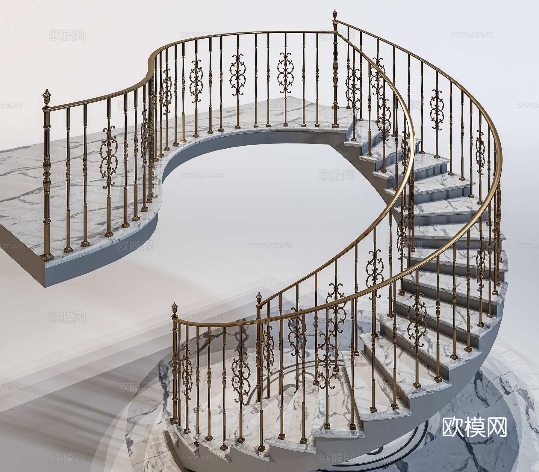 现代铁艺栏杆3d模型