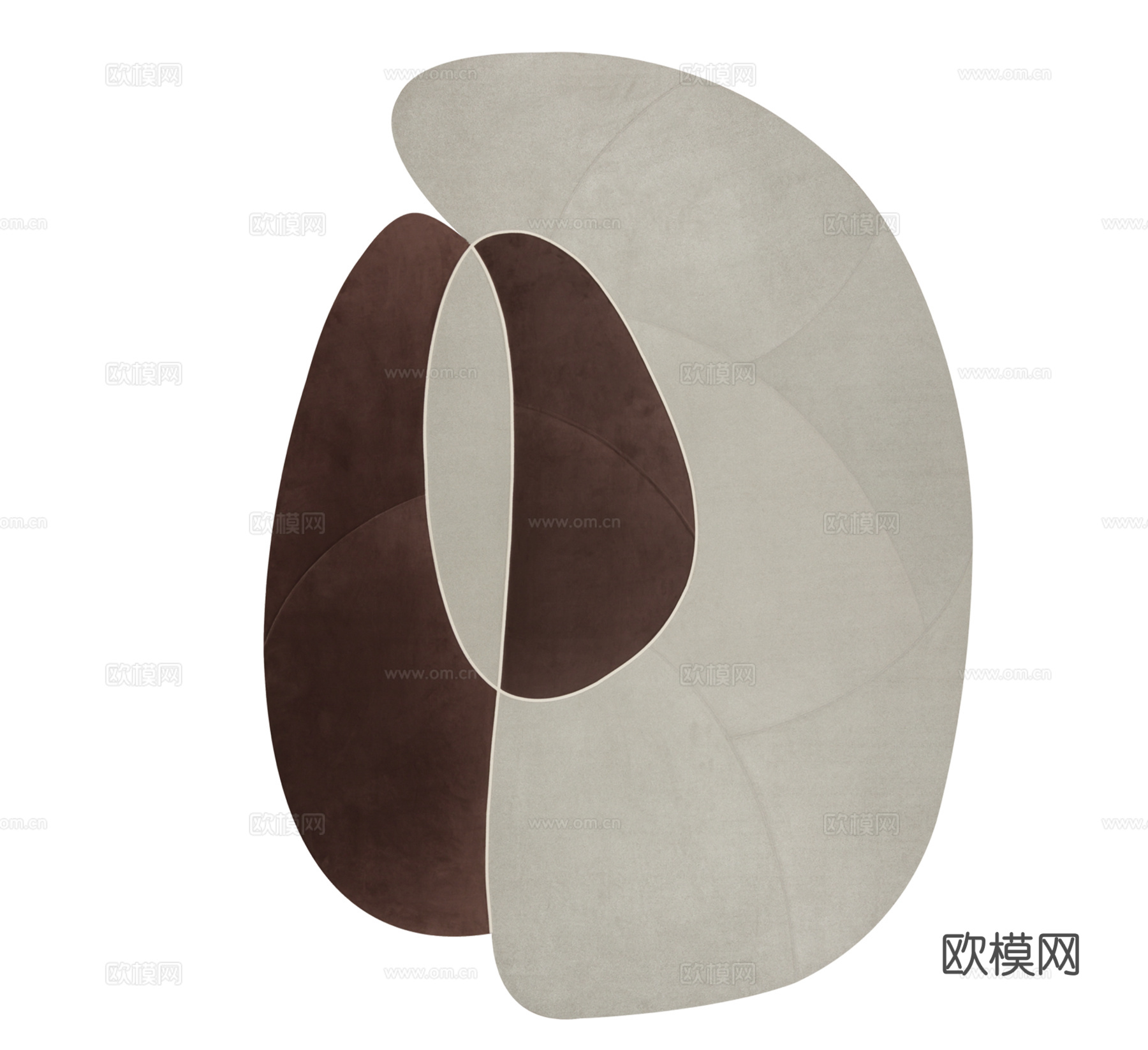 不规则北欧客厅地毯异形椭圆简约卧室创意中古风床边地毯su模型