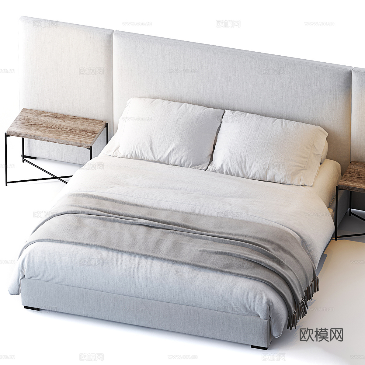 现代布艺双人床3d模型