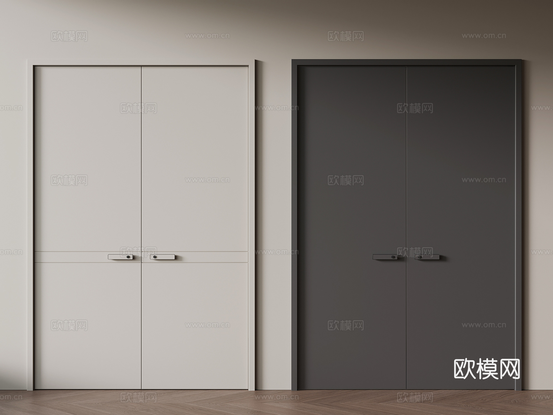 现代简约双开门 对开门 入户门3d模型