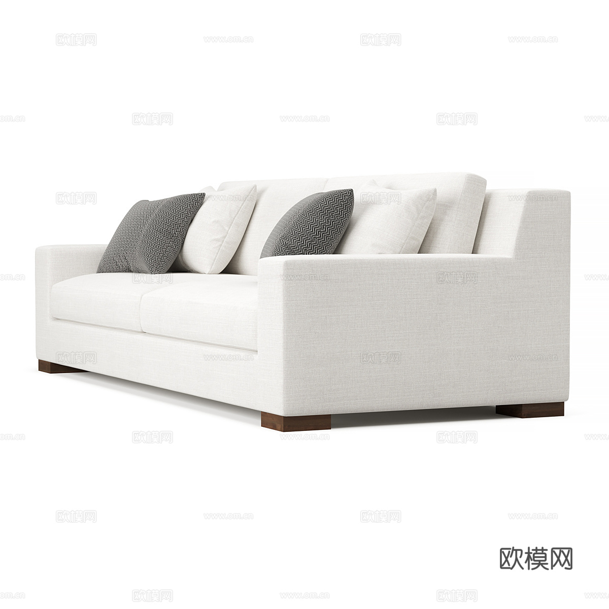 现代意式双人布艺休闲沙发3d模型