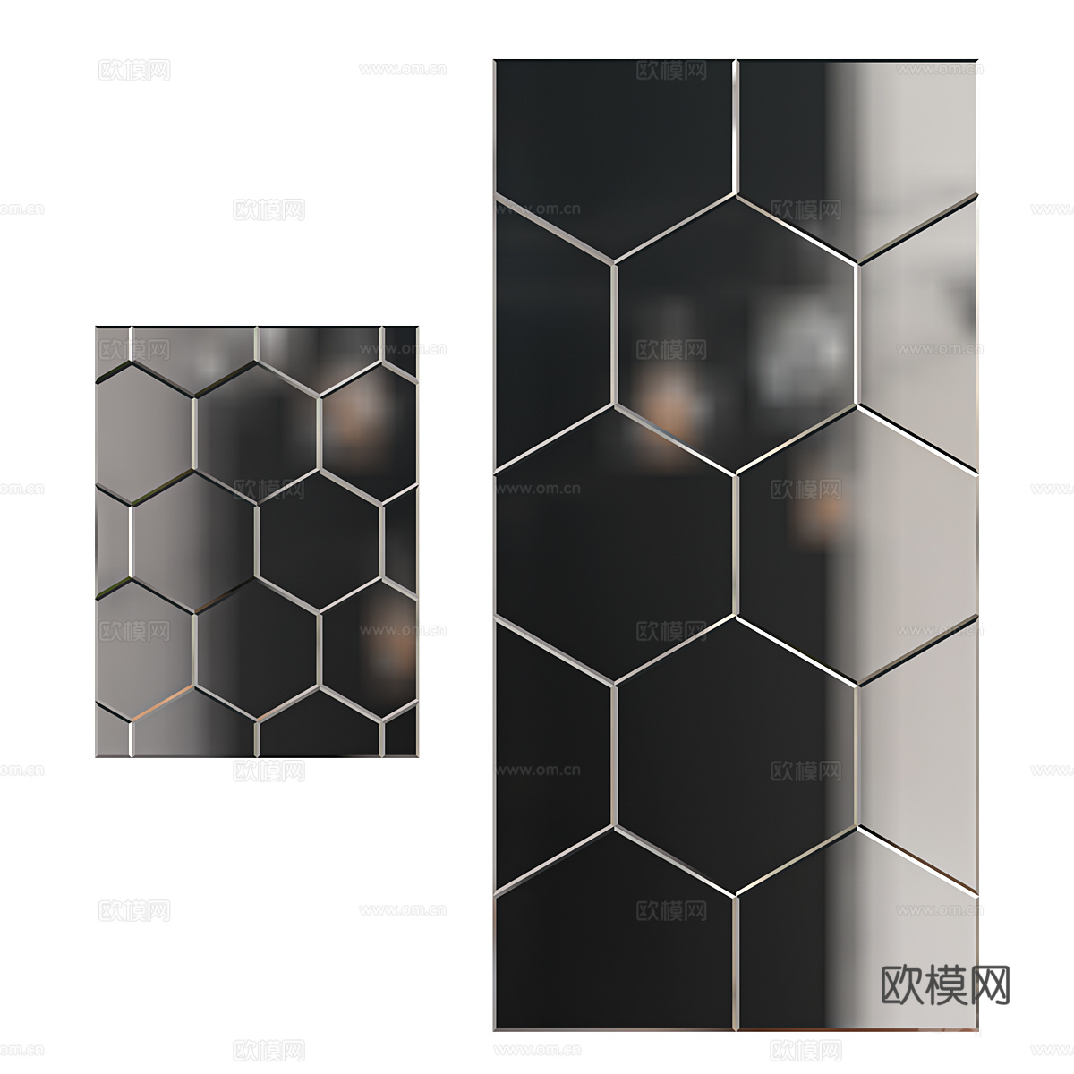 现代意式装饰镜子 棱镜3d模型