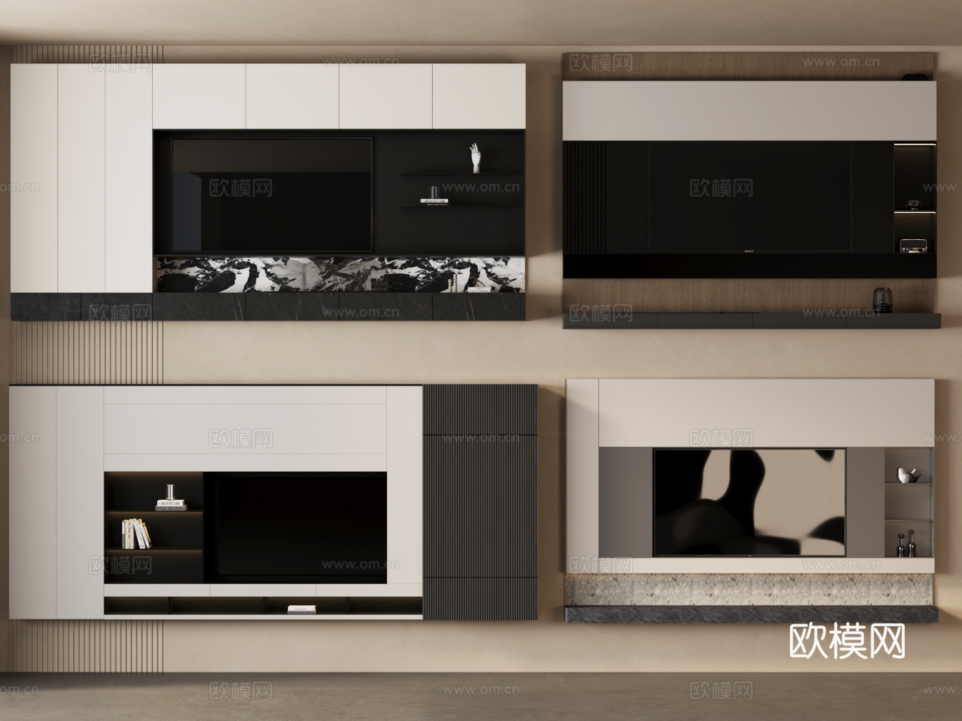 电视背景墙 实木背景墙3d模型