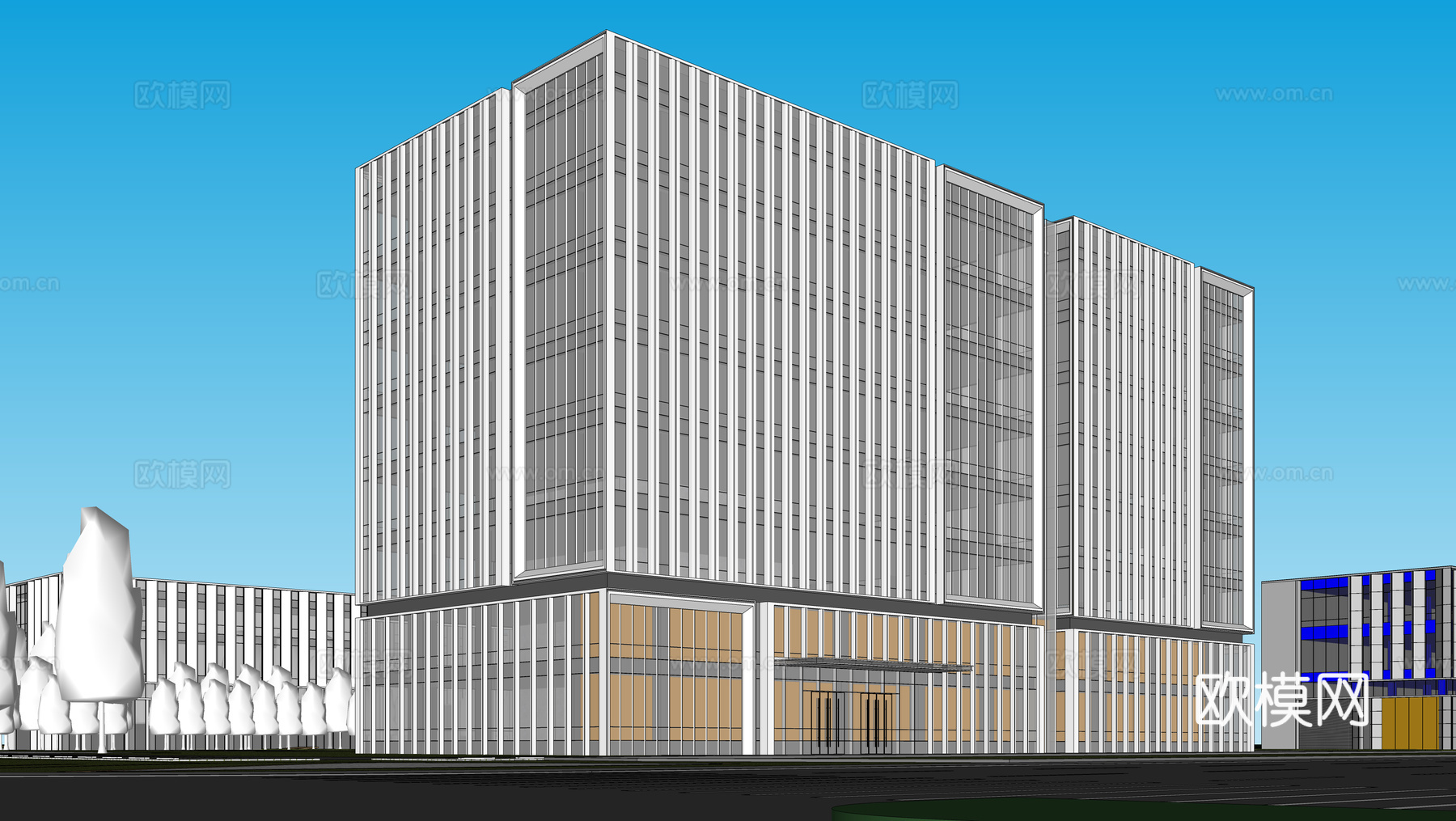 现代厂房  现代工业厂房 多层厂房 厂房建筑 现代简约厂房su模型